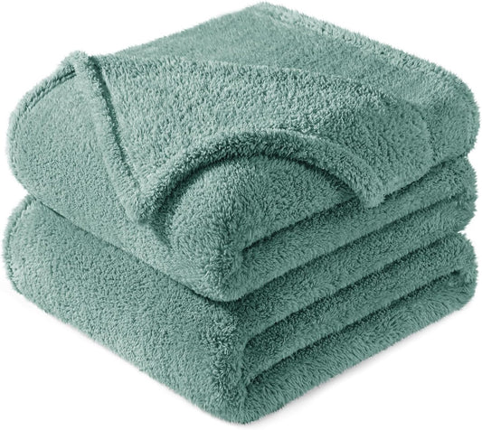 Exclusivo Mezcla King Size Flannel Fleece Blanket, Super Soft Velvet Plush Bed Blanket, Fuzzy Cozy and Warm for All Seasons, 90x104 Inches, Celadon