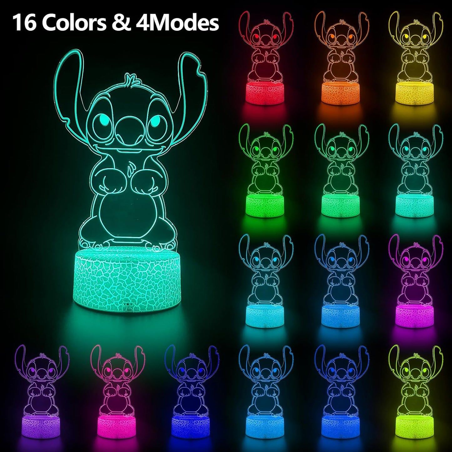Cool Night Light,16 Color Night Light,3D LED Lamp with Smart Remote Control,Boy Gifts for Children's Room Decoration,Christmas Holiday Gifts
