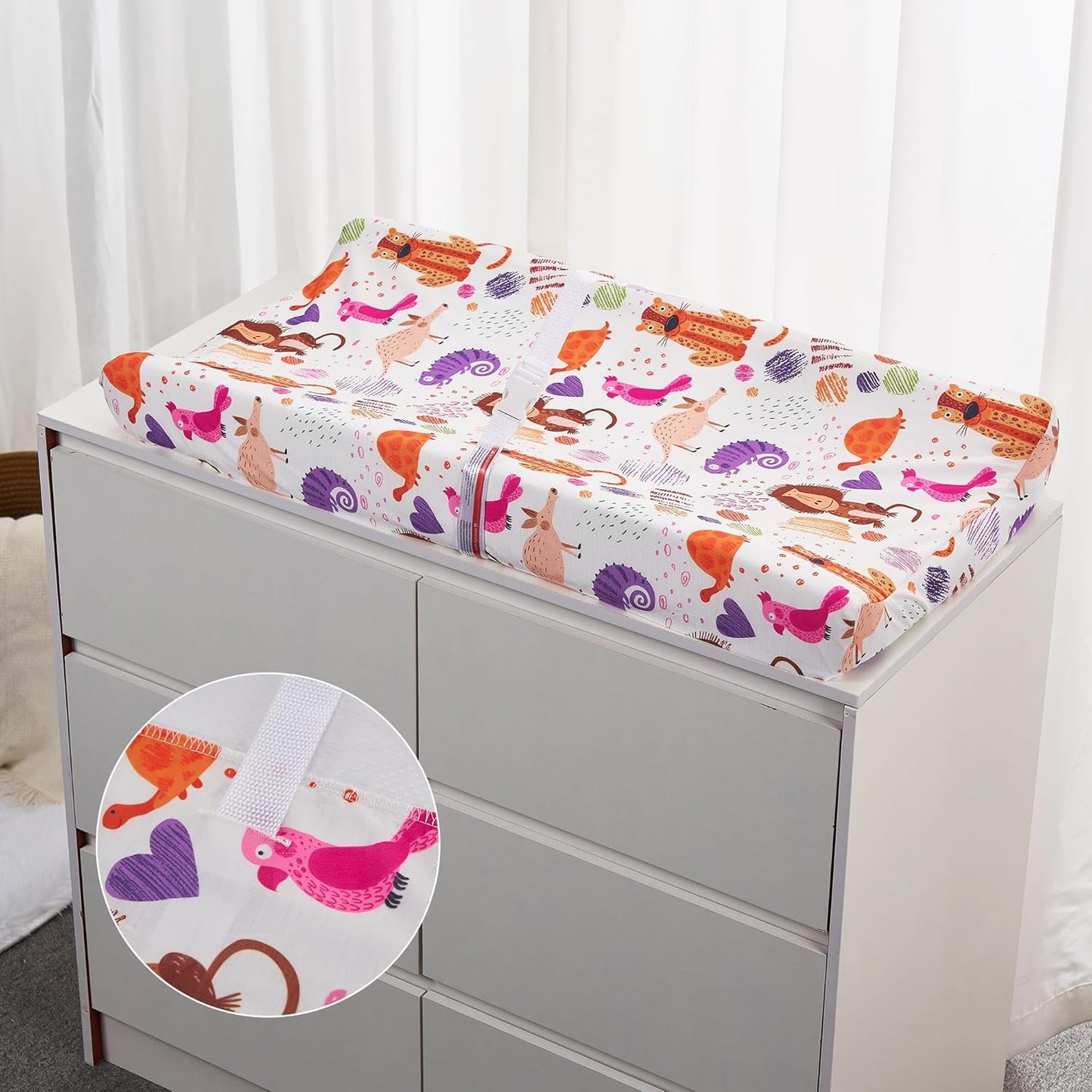 TILLYOU Baby Changing Pad Cover, Changing Table Cover for Girls Boys, Ultra Soft Breathable, 2 Pack Animal Graffiti & dot Printing