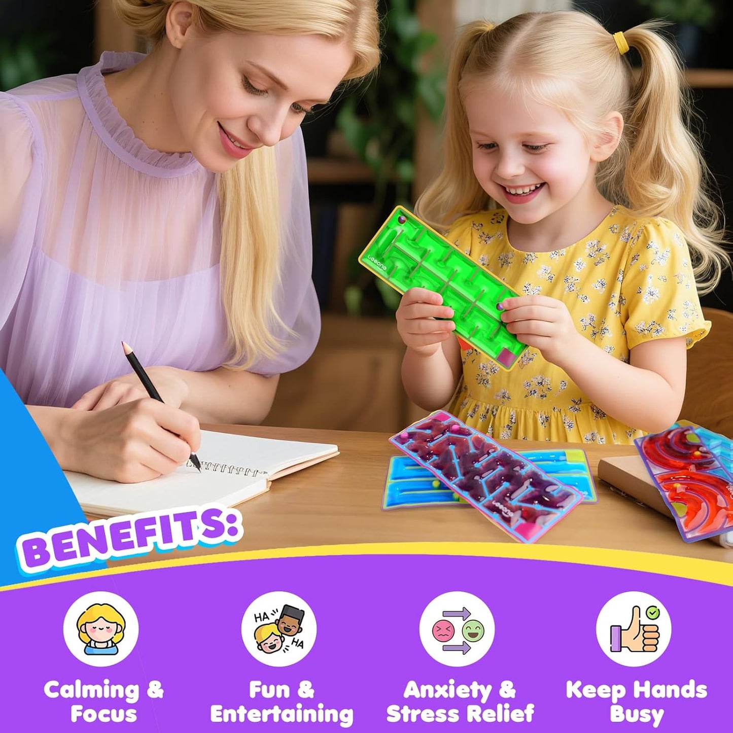 12-Pack Sensory Maze Fidget Toys for Kids & Adults: Quiet Squishy Calming Tools for Autism Children - Anxiety Fidgets for Travel & Office - Classroom Must Haves & Treasure Rewards Party Favors