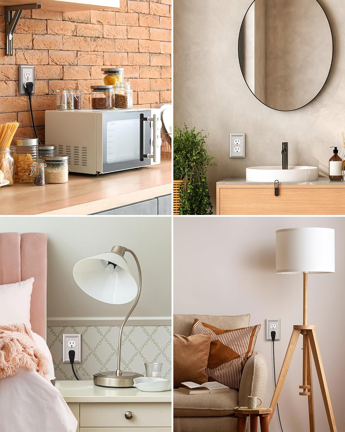 DEWENWILS Duplex Outlet Covers, Brushed Nickel Outlet Wall Plates, 4.92" x 3.14" Light Switch Cover Plates, Metal Electrical Outlet Cover Plates, 2 Pack