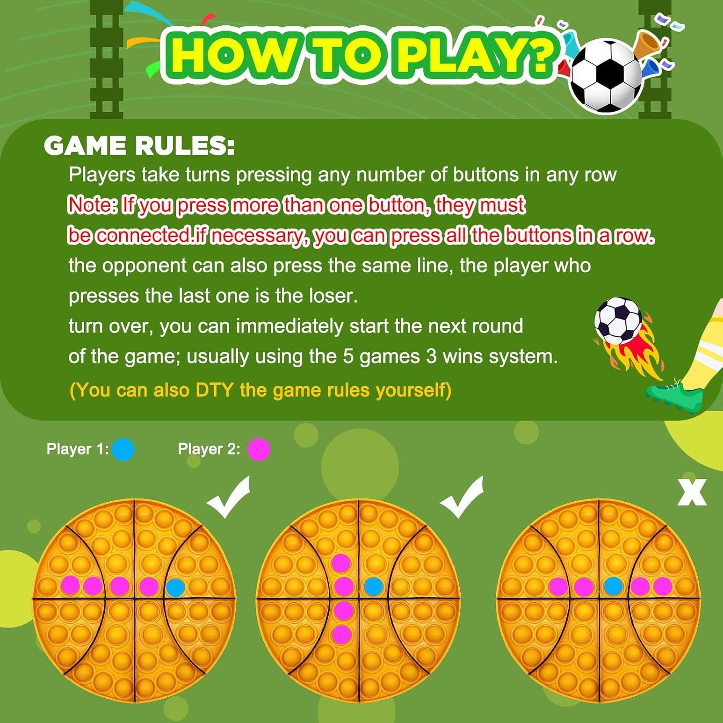 4 Pack Push Bubble Fidget Toys, Sports Fidget Bubbles Sensory Toy Sensory Bubble Soccer Football Basketball Baseball Rugby, ADHD Anxiety Autismand Stress Reliever Toy, Gifts for Kids Boys Girls Adults