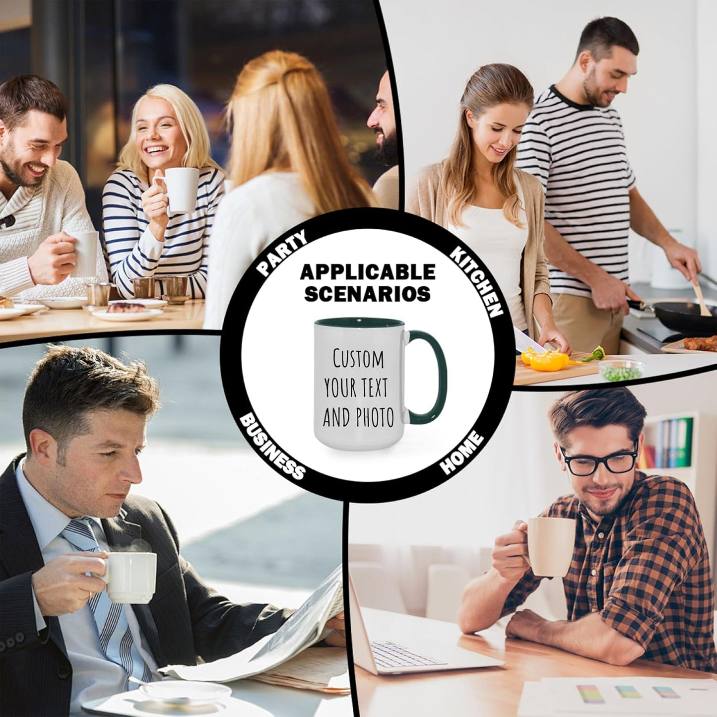 Custom Mug Upload Your Picture Personalized Coffee Mug with Photo Text Name Customized Cup Unique Ideas Gifts for Men Women Mom Dad Girlfriend Boyfriend Friend Family (Dark Green, 11oz)