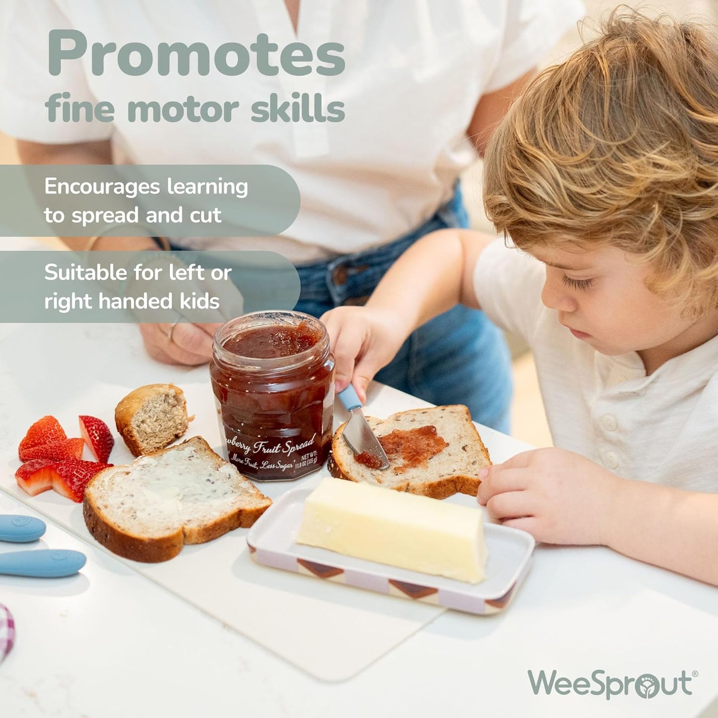 Kids Stainless Steel Utensils Set - Premium 18/8 Grade Silverware Kit - 2 Spoons, 2 Forks, and 2 Knives for Ages 4-7 - Silicone Easy-Grip Handles - Children Flatware Cutlery (Matte - Pink, Off White)