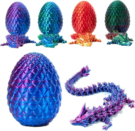 Executive Desk Toys Easter Egg, 3D Printed Dragon, 3D Dragon Eggs with Dragon Inside, Dragon Toy Dragon Egg Fidget Toy, Fidget Toys for Autism/ADHD (Laser Purple)