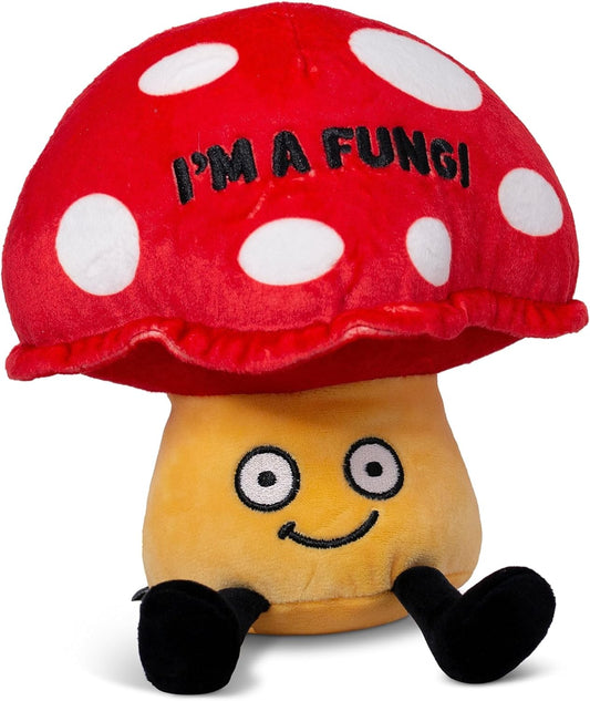Mushroom Foodie Plushie, Funny Pun Meme Gag Gift, White Elephant, Stocking Stuffer Present, Great for Emotional Support, Fun Desk Accessory, Weighted Base for Display