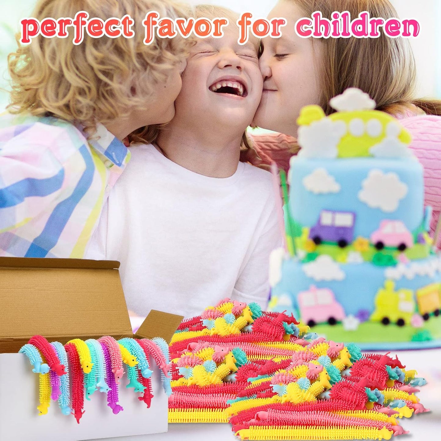 Chivao Bulk Stretchy String Fidget Toys Animal Sensory Toys Pack Worm Sensory Stress Fidget Toys for Adults Stress Anxiety Relieve Relaxing Party Favors(300 Pack, Animal Style)