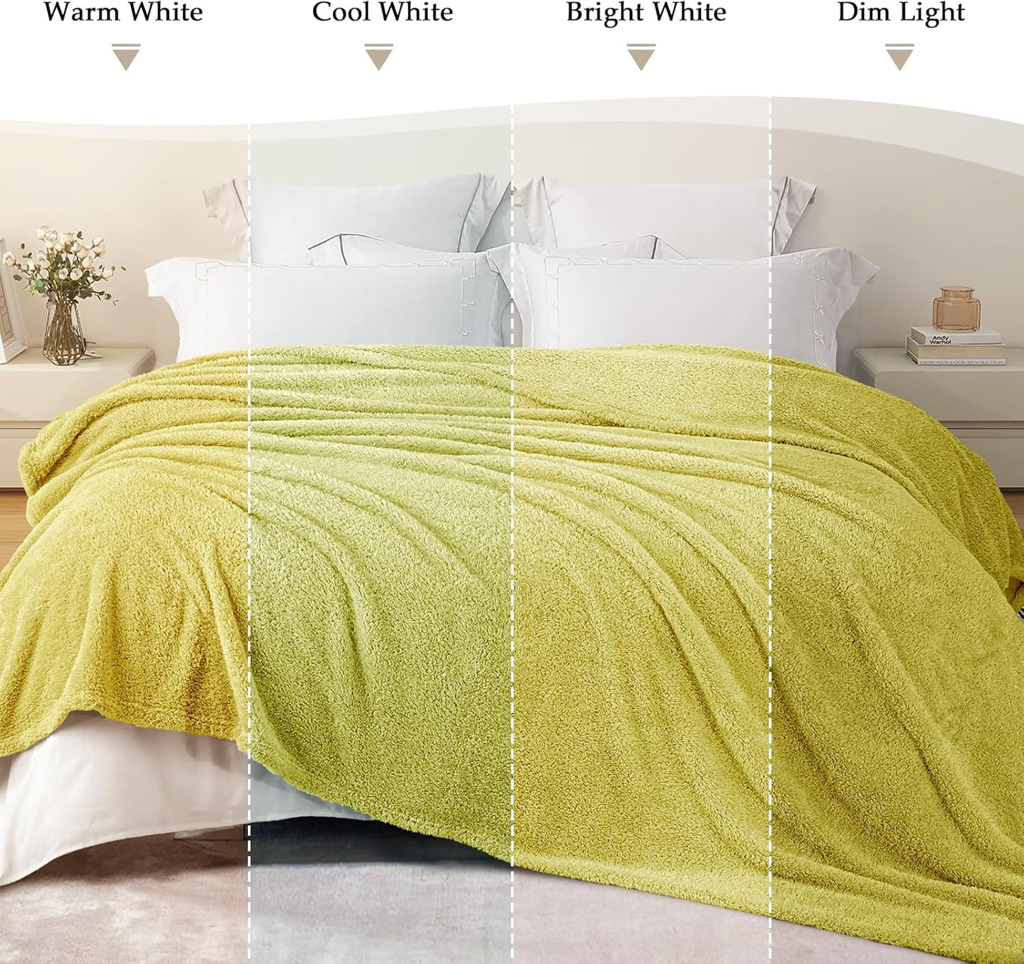 Exclusivo Mezcla Fleece Throw Blanket for Couch Sofa, Soft Warm and Fluffy Blankets for Women Men Girls Kids, Suitable for All Seasons, Light Green, 50x60 Inches