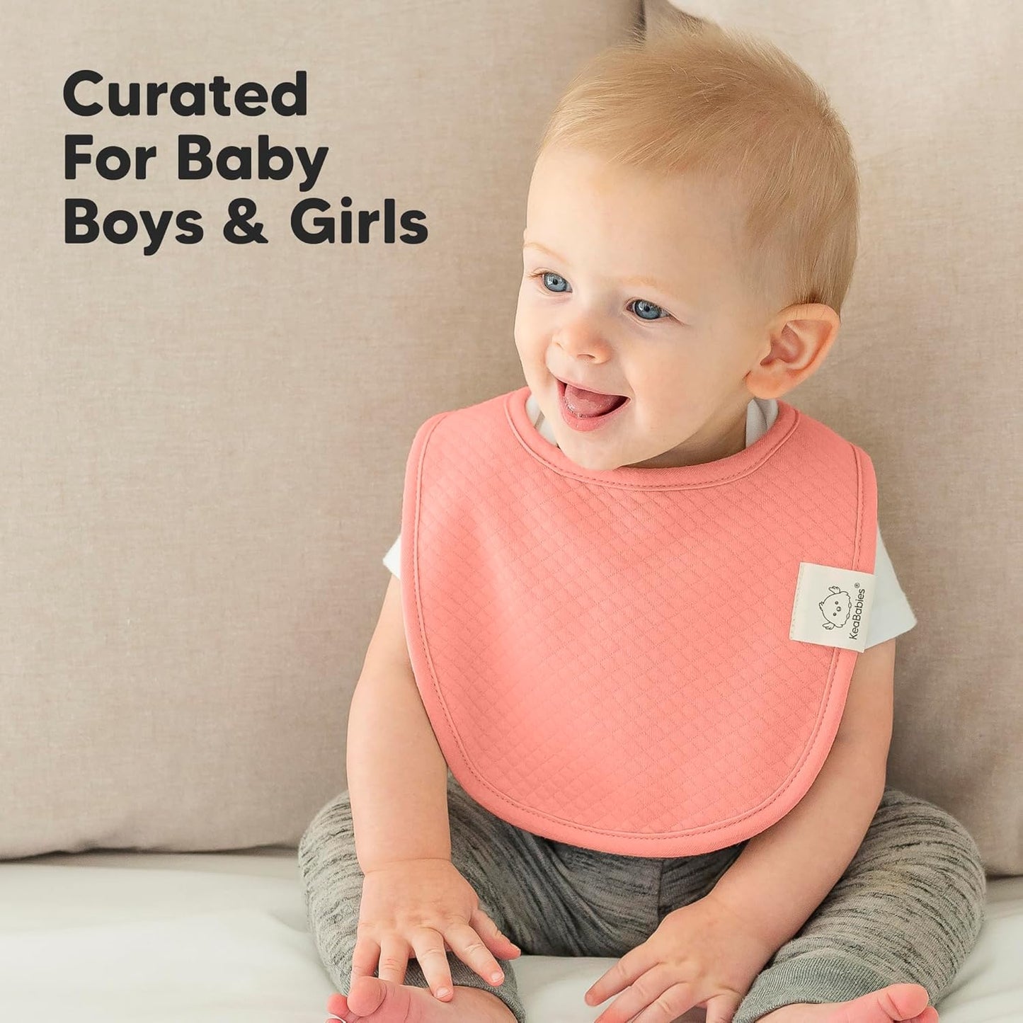 8-Pack Organic Baby Bibs for Girls, Boys - Quilted Cotton Cloth Baby Drool Bibs for Drooling and Teething Toddler, Newborn, Infant, Soft & Super Absorbent (Dew)