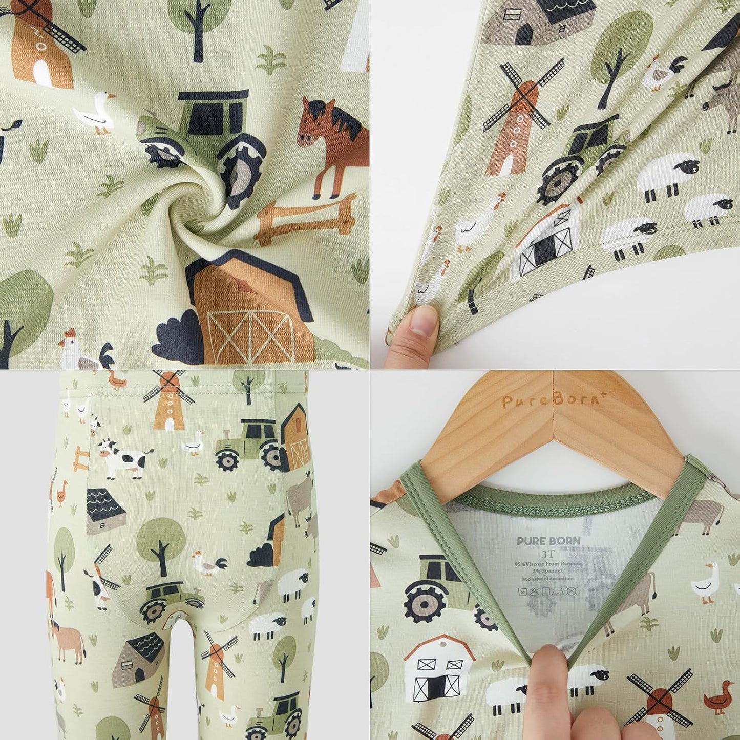 pureborn Baby Viscose From Bamboo Pajamas Set Pjs - Kids Toddler Girl Snug Fit Viscose Sleepwear 2pcs 18M-8Y