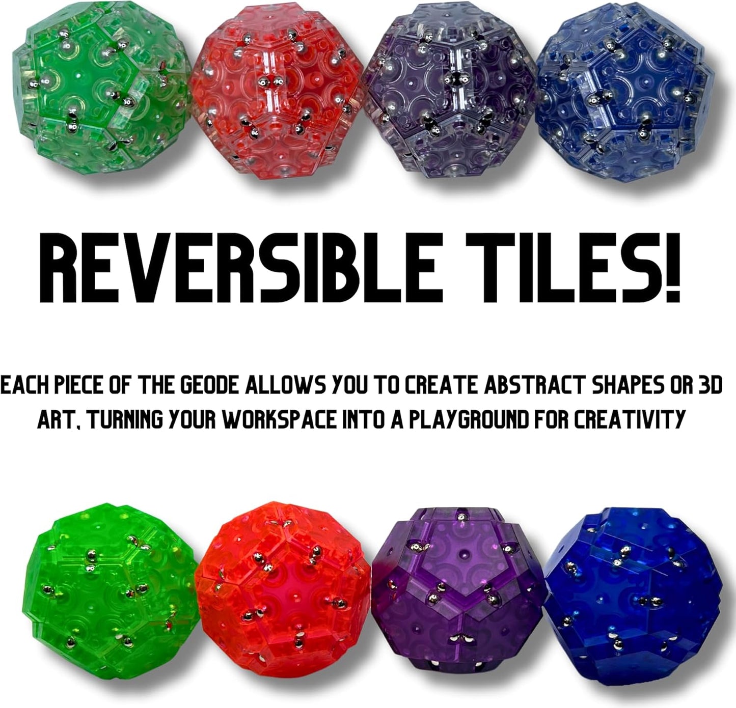 Four Brothers Geode Magnetic Fidget Sphere Set | Mesmerizing 12-Piece Pentagon Design in Green | Fun Desk Gadgets and Quiet ADHD Toys Idea!