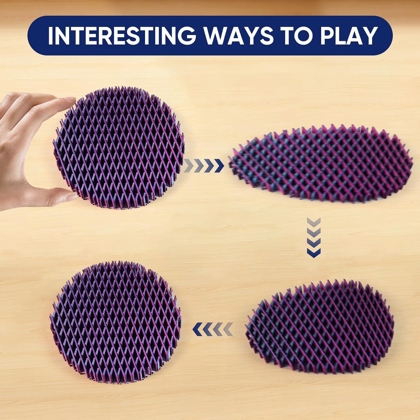 Fidget Worm Toy, Real 3D Printed Toys, Funny Pocket Worm Fidget Toy for Adults & Kids, Silent Resistance Stress Relief Toy Desk Fidgets for Adults Kids (Red Blue Gradient)