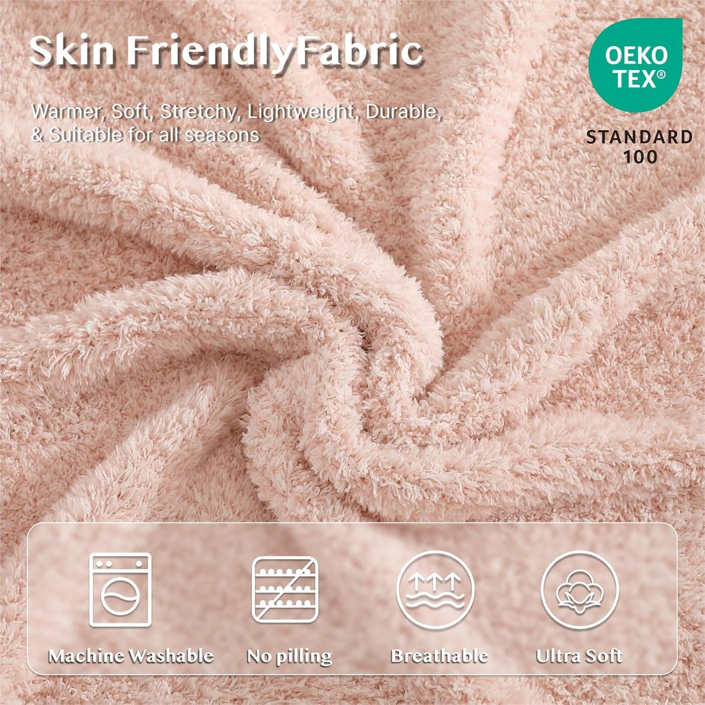 WRENSONGE Throw Blanket Cationic Dyeing Pink Soft Cozy Fluffy Warm Hand Made Throw Blankets for Couch, Sofa, Chair, Bed, Camping, Picnic, Travel Lightweight Bed Blanket - 50"*60"