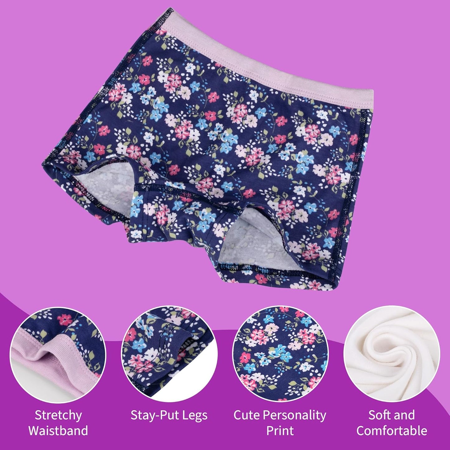 BIG ELEPHANT 10 Pack Toddler Girls' Underwear Boxer Briefs，100% Cotton Super Soft Breathable Panties (3T-10Y)