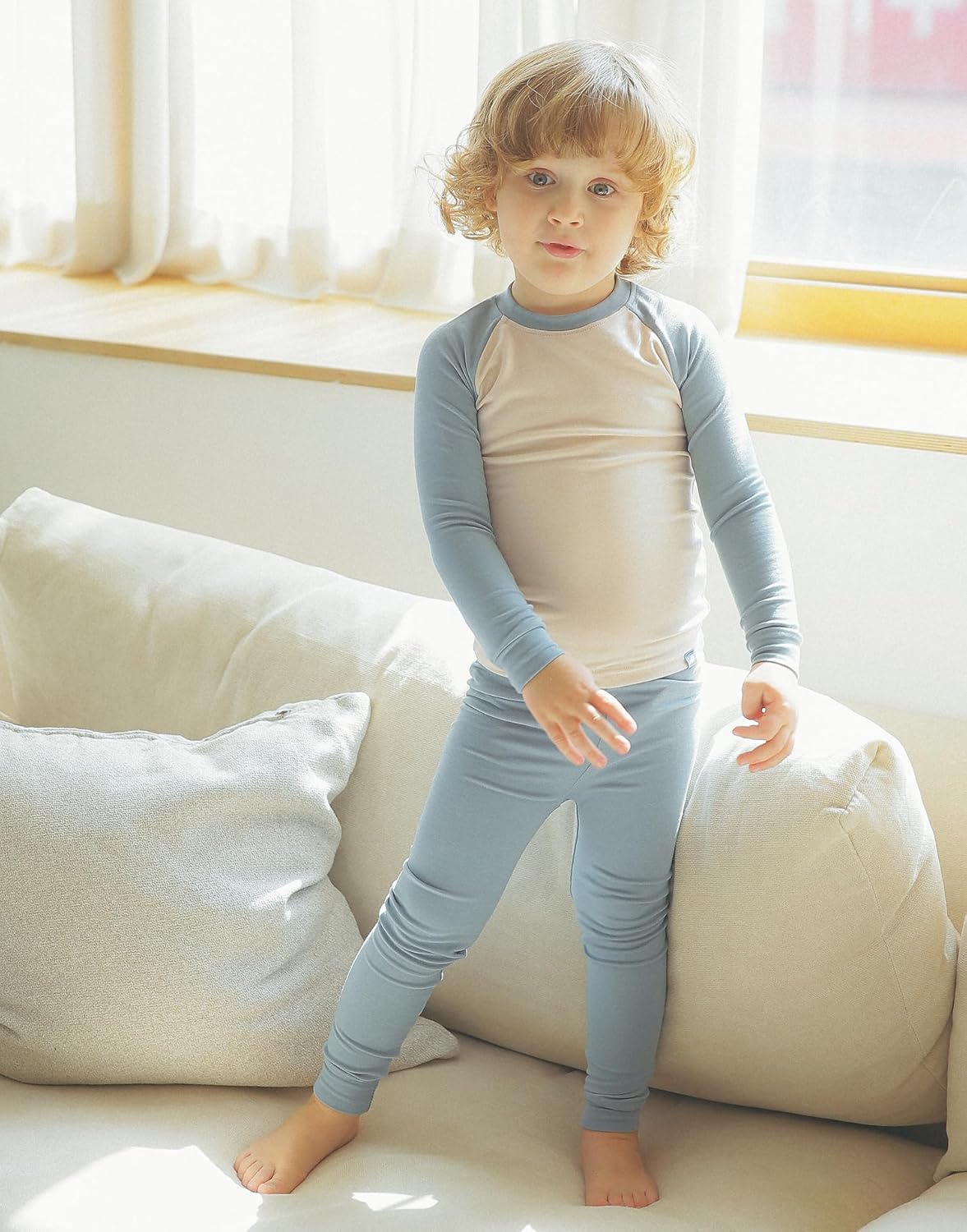 VAENAIT 6M-12Y Toddler Toddler Kids Toddler Girls Boys Soft Comfy Modal Tencel Solid Raglan Sleepwear Pajamas Pjs 2pcs Set