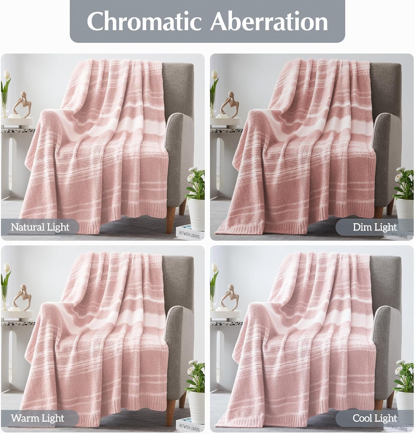 WRENGONGE Pink Throw Blanket, 50x70 Soft Cozy Striped Throw Blankets for Couch, Sofa, Bed, Travel, Lightweight Fluffy Warm Plush Decorative Blankets for Women, Men,Kids Gift