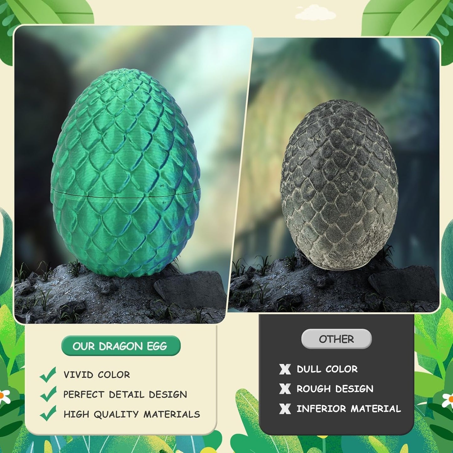 3D Printed Dragon in Eggs 12 in Articulated Dragon Crystal Dragon Fidget Toy with Dragon Eggs Flexible Executive Desk Toys Home Office Decor (Random-Color)