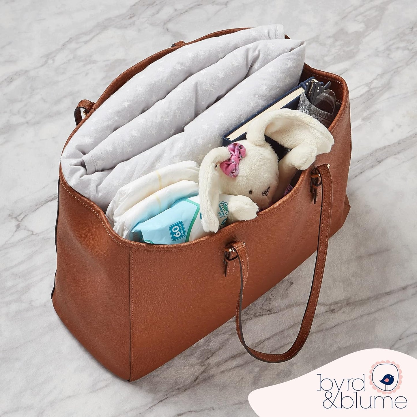 Byrd & Blume Round Baby Play Mat, Organic Cotton Soft Padded Nursery Floor Mat, Safe Hypoallergenic Baby Mat, Reversible, Foldable, Portable Infant Tummy Time Mat Fits Tents & Playpens (40"x40") Gray