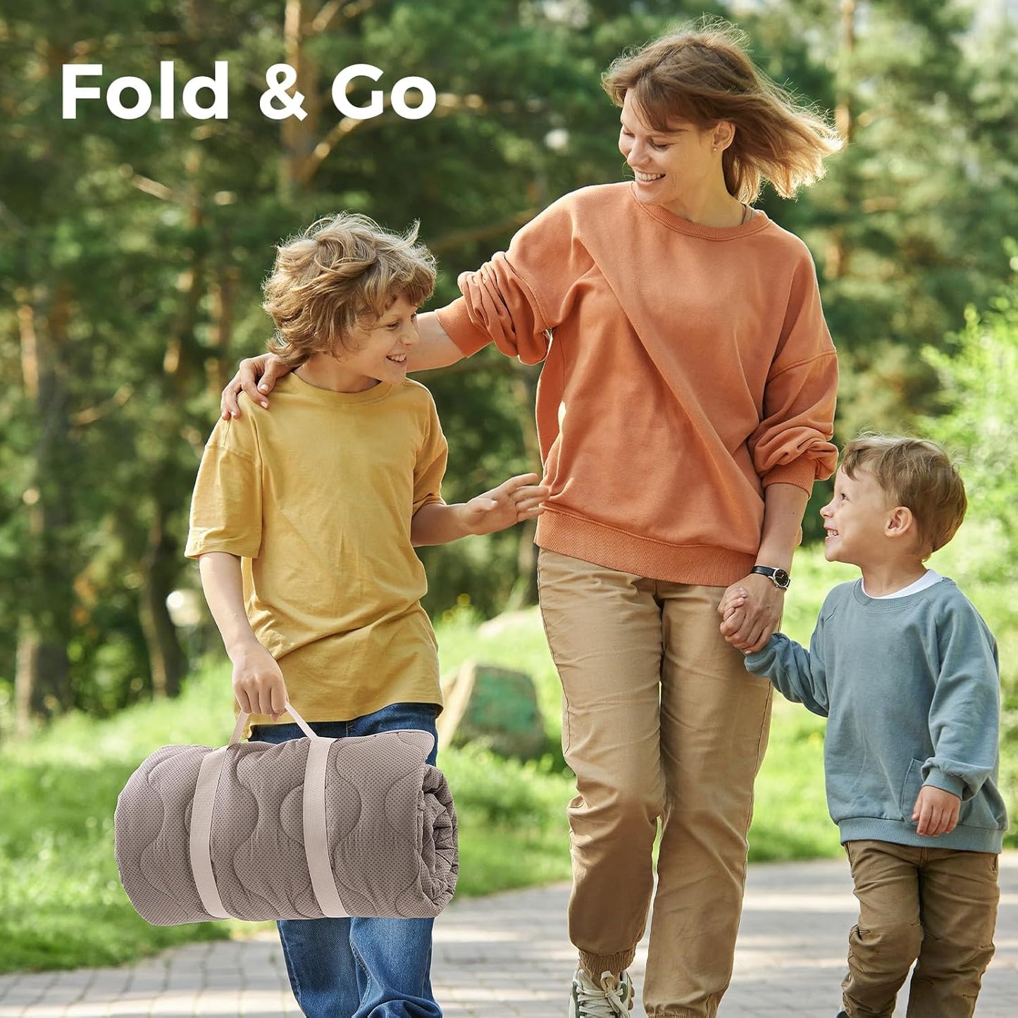 Momcozy Baby Play Mat for Floor, 50x50 Thickened Playpen Mat, Playmate for Baby Tummy Time, Waterproof & Non-Slip, Foldable Outdoor Mat with Carrying Handle, Ocean Theam