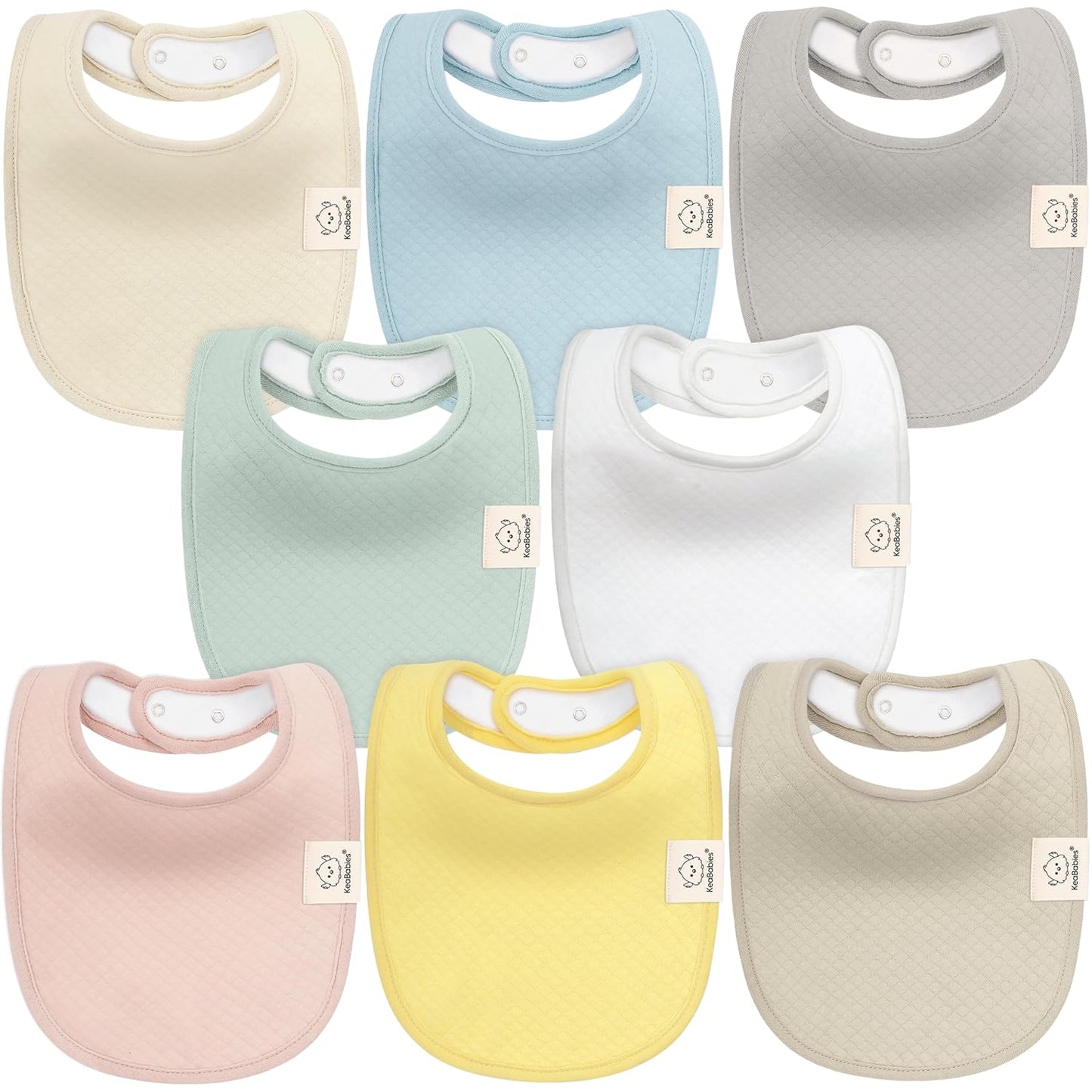 8-Pack Organic Baby Bibs for Girls, Boys - Quilted Cotton Cloth Baby Drool Bibs for Drooling and Teething Toddler, Newborn, Infant, Soft & Super Absorbent (Dawn)