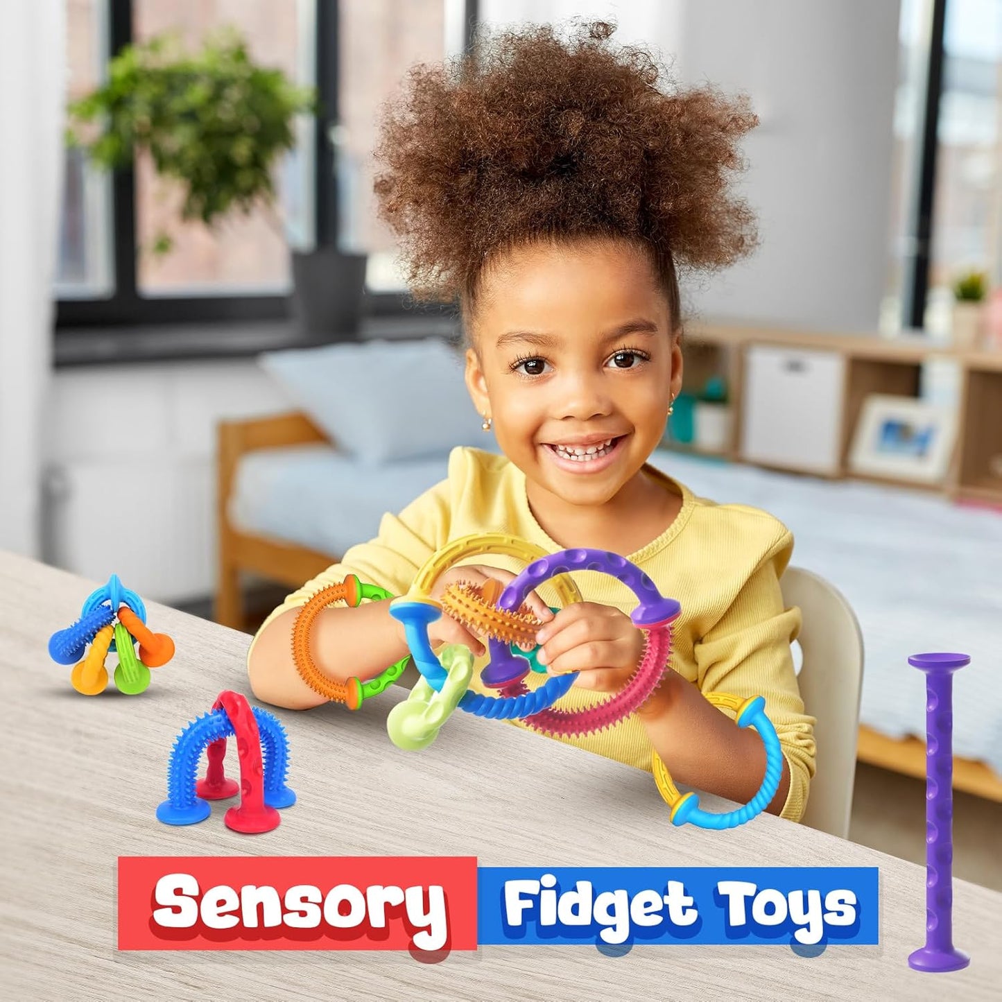 Sensory Toys Kids Fidget Toys: 8 Pack Textured Suction Toys for Classroom and Bathroom - Calm Down Fidget Toys for Kids