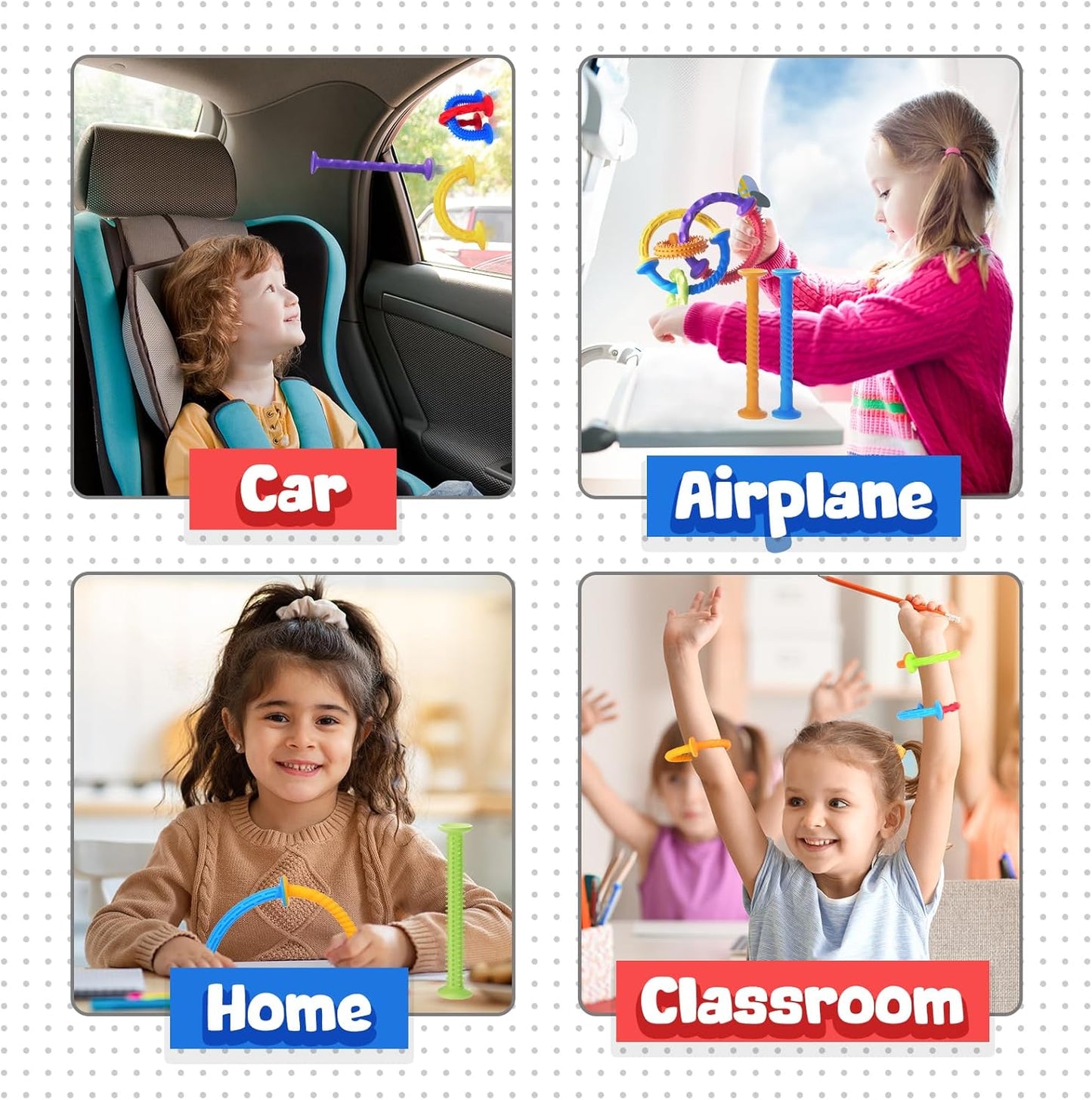 Sensory Toys Kids Fidget Toys: 8 Pack Textured Suction Toys for Classroom and Bathroom - Calm Down Fidget Toys for Kids