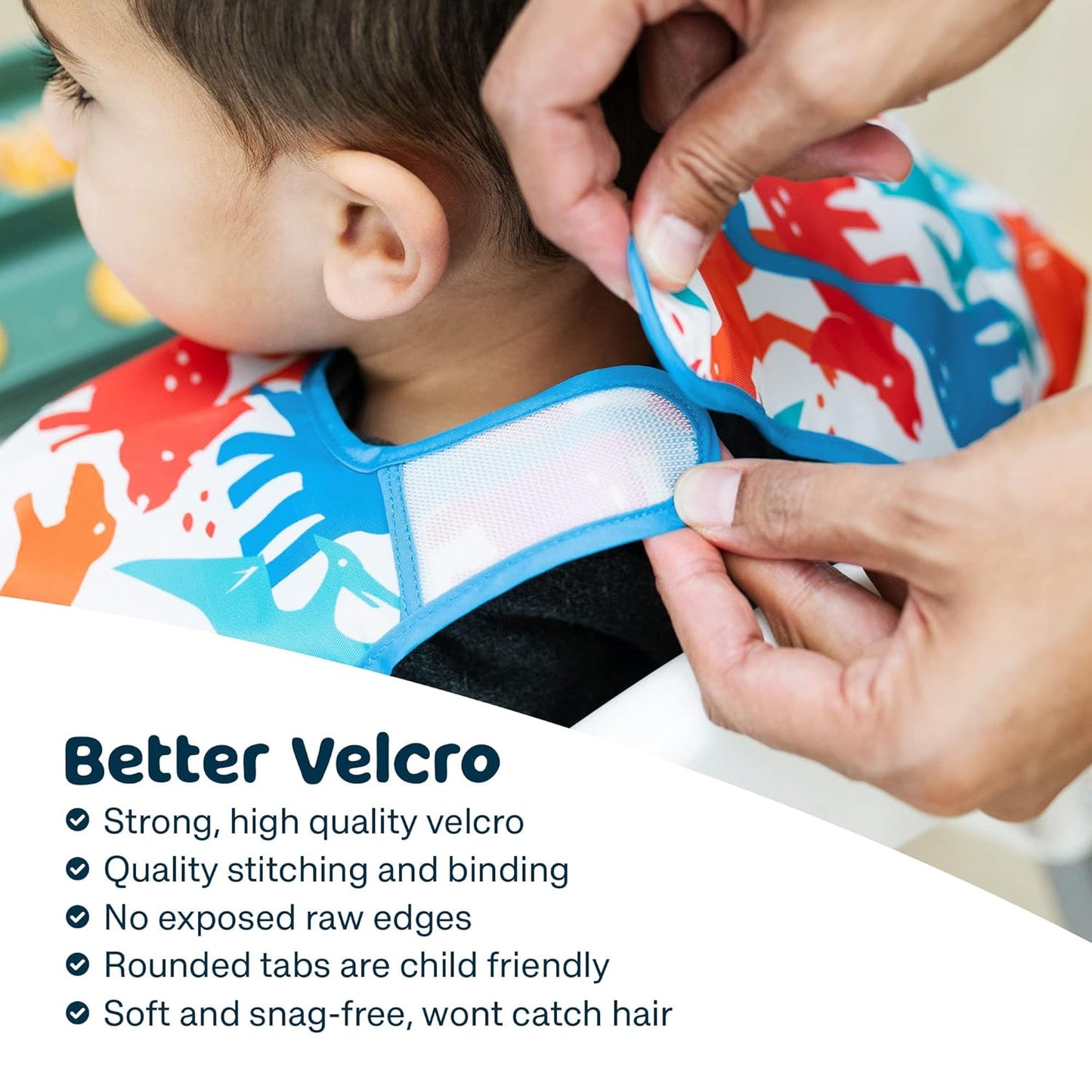 Tiny Twinkle Mess Proof Baby Bib - Waterproof & Lightweight Baby-Led Weaning Apron | 100% Recycled Polyester, Easy Clean & Machine Washable (Floral Blue, Small 6-24 Months)