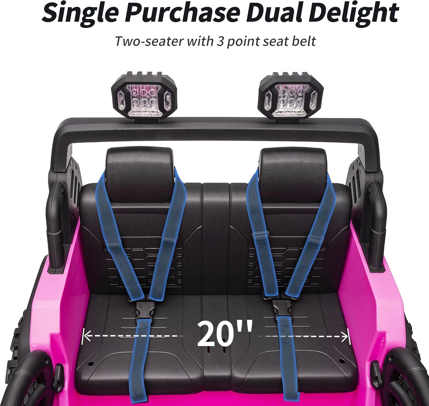 2 Seater Ride on Toy Car for Kids, 24V 4x4 Ride-on Truck Kids Electric Car w/Remote Control, 4x200W Motors - Hot Pink