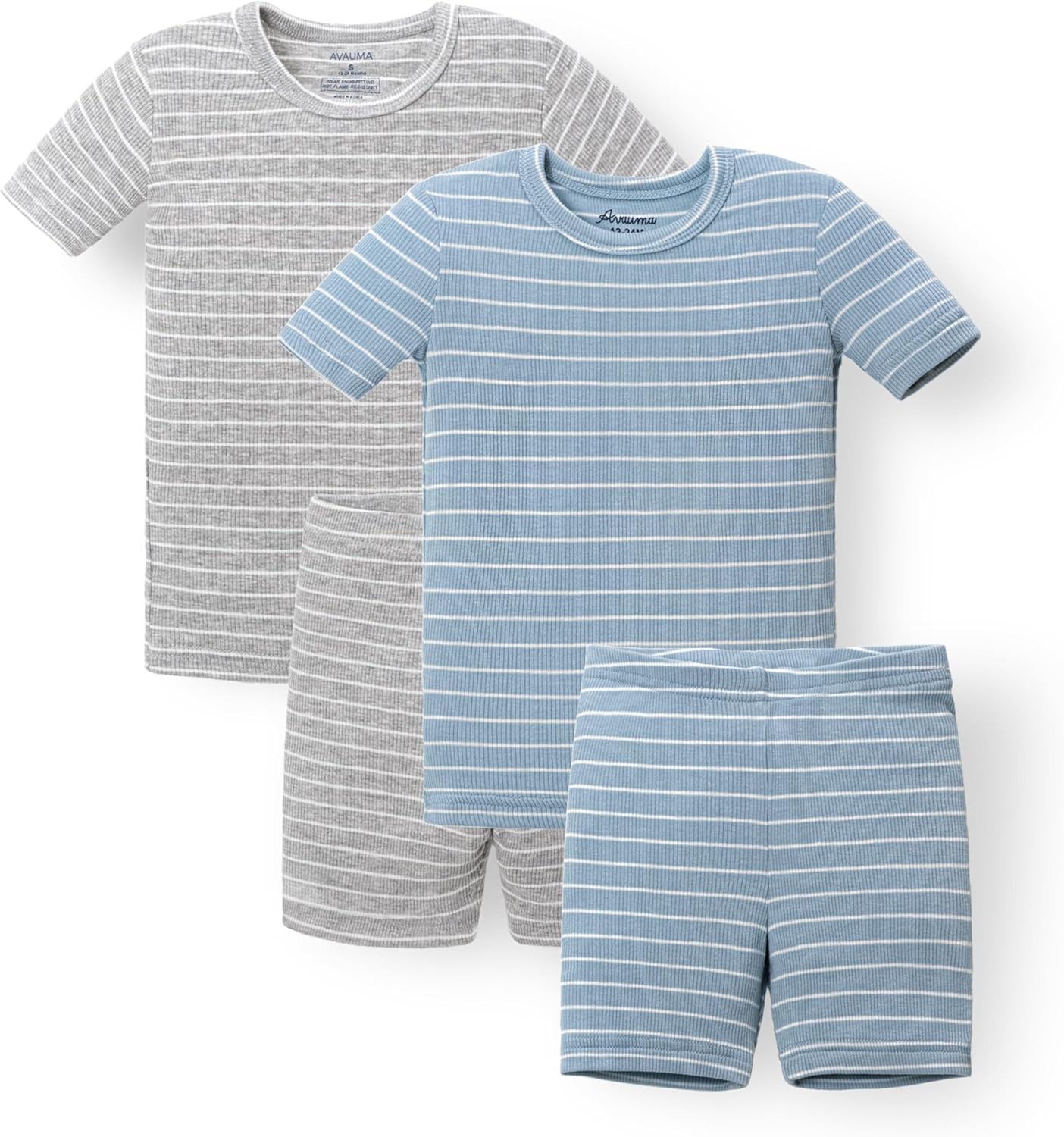 AVAUMA Stripe Pattern Baby Boys Girls Pajama Set Kids Toddler Snug fit Ribbed Sleepwear pjs for Daily Life Style