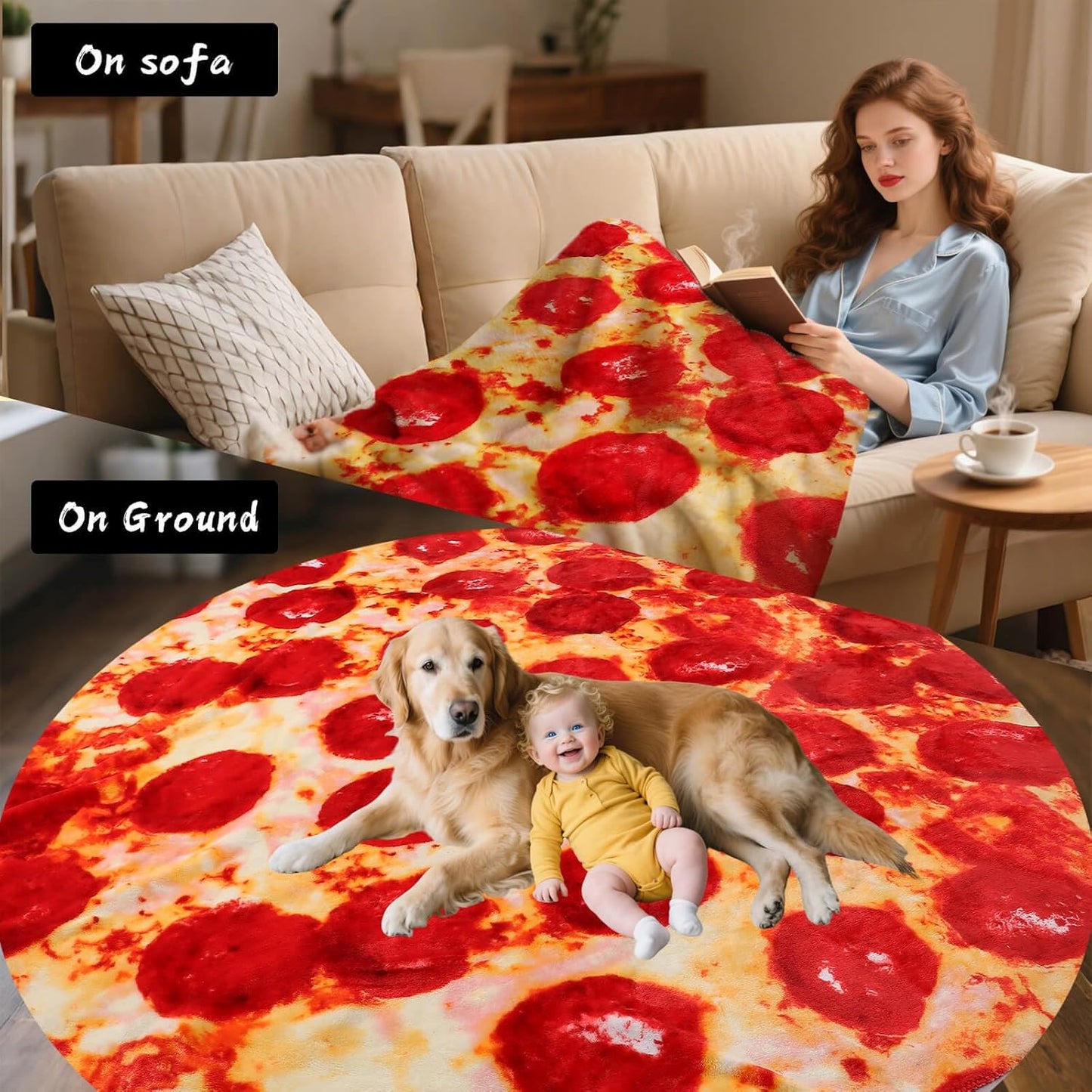 85in Pepperoni Pizza Blanket White Elephant Gifts for Adults Useful Sausage Throw Blankets Woemn Men Party Cool Stuff Novelty Gag Soft Fleece Wrap