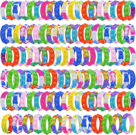 110Pcs Pop Bracelet Fidget Toy Wearable Fidget Bracelets Push Poping Bubble Sensory Toys Stress Relief Finger Press Silicone Wristband for Kids and Adults ADHD ADD Autism Anxiety