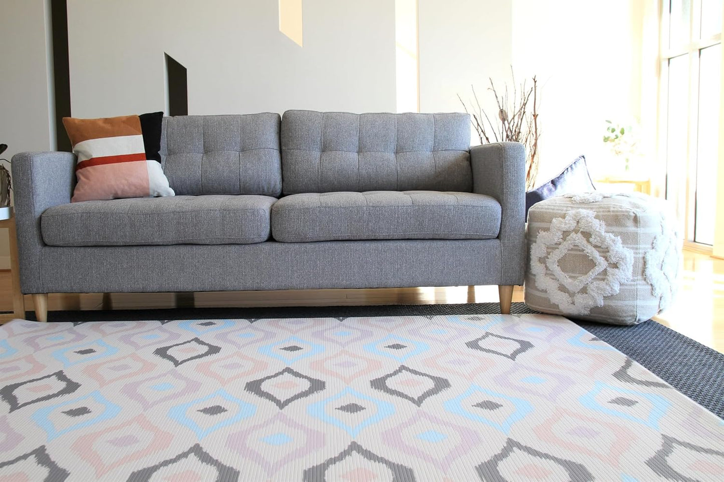 Cushmat Stylish Reversible Foam Play Mat (Large, Luxe NAT - Sage Grey Star) - Soft, Waterproof, Durable Play mat for Infants, Babies, Toddler, Kids & Grownup - 6.5ft x 4.5ft