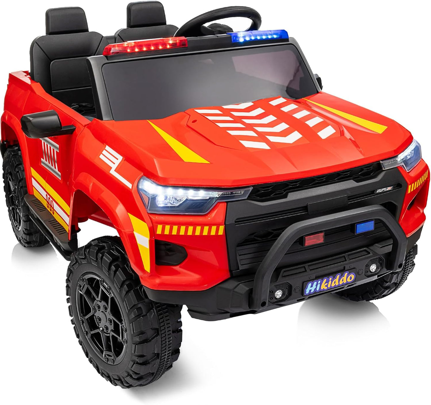12V 7Ah Electric Fire Truck Ride-On Toy for Big Kids, 2 Seater Kids Ride on Car SUV w/Remote Control, Bluetooth - Red
