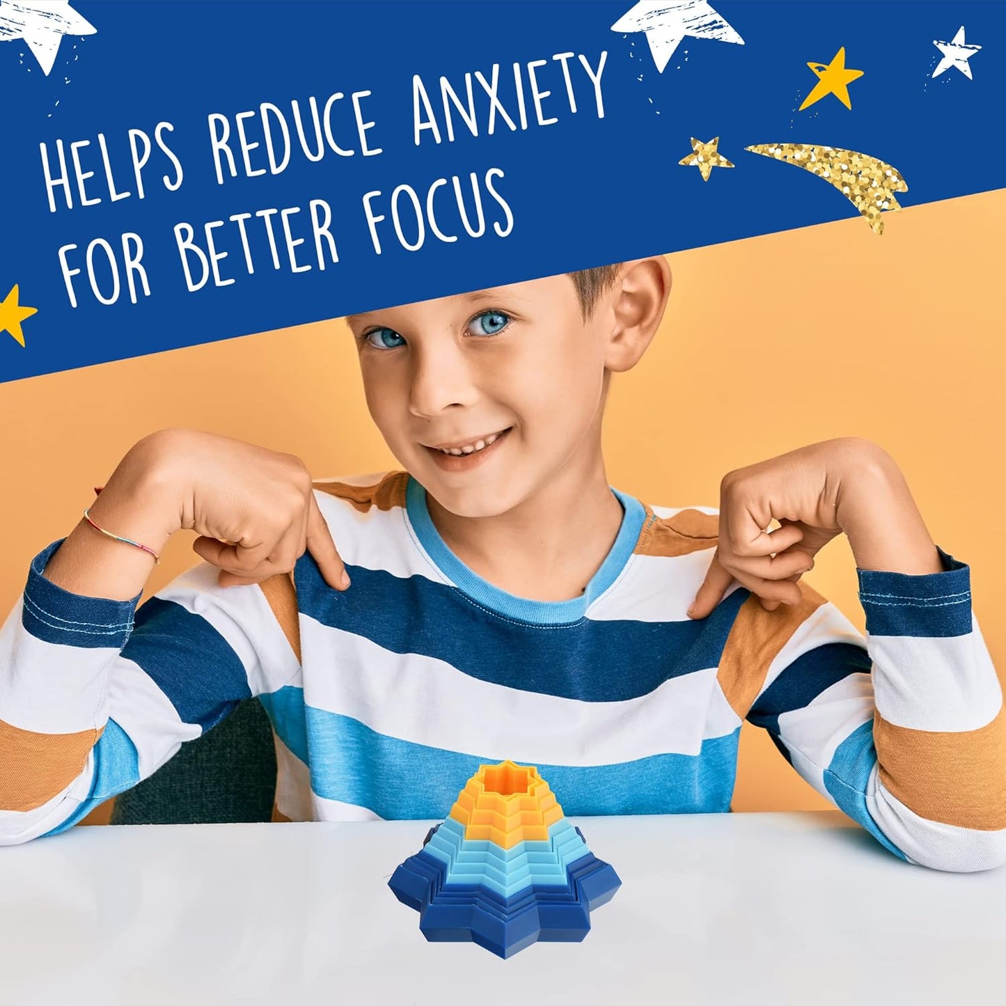 Impresa 2-Pack Original Monkey Fidget Star Kid Sensory Toys to Help Calm & Focus - 3D Star Toy for Stress Relief in Kids - Multi-Color Entertainment Pack for Mesmerizing Fun