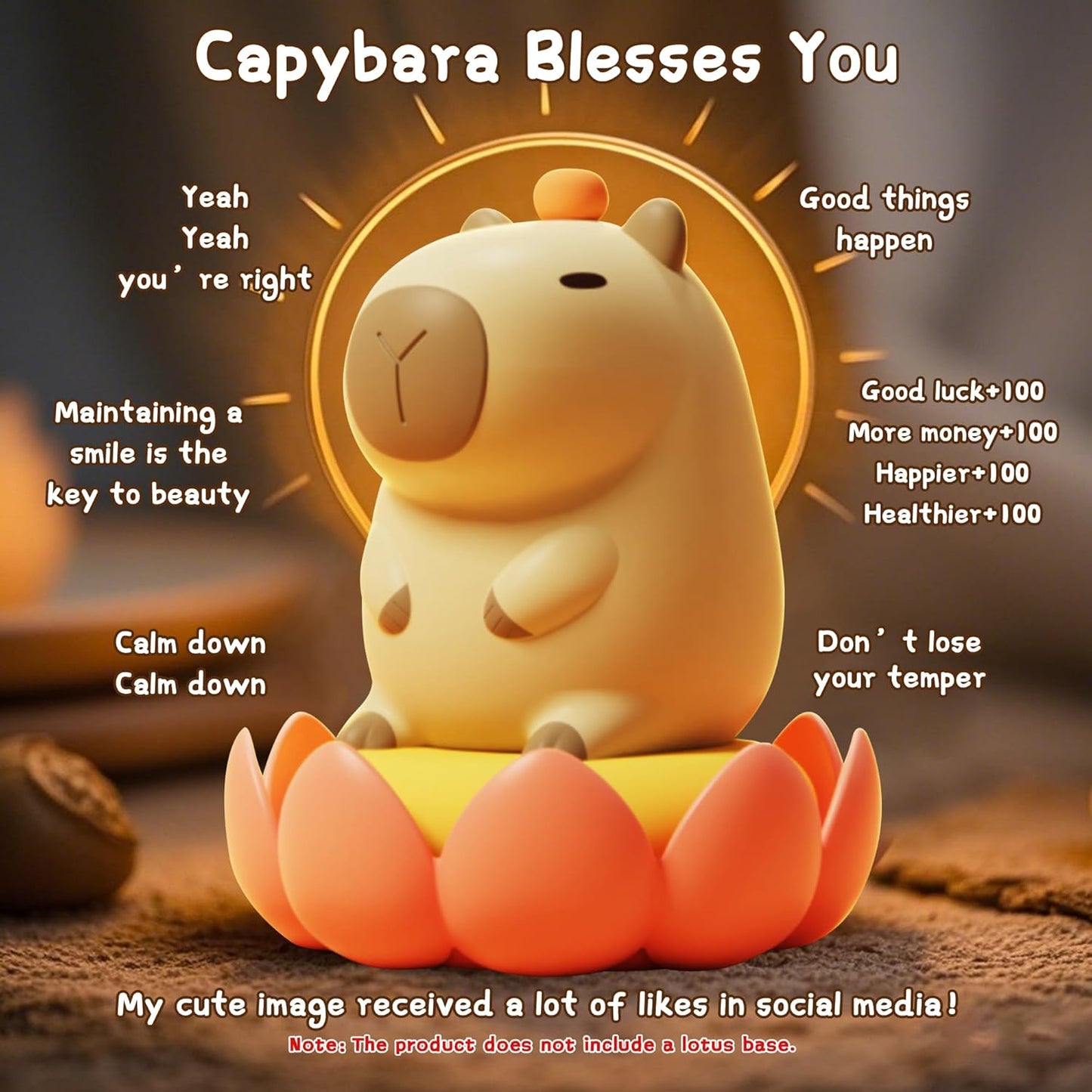Capybara Night Light,Cute Tangerine LED Squishy Novelty Animal Night Lamp,Dimmable Soft Silicone Nursery Nightlight for Kids, Rechargeable Bedroom Touch Lamp, Dorm Decor, Baby Boys Girls Gift