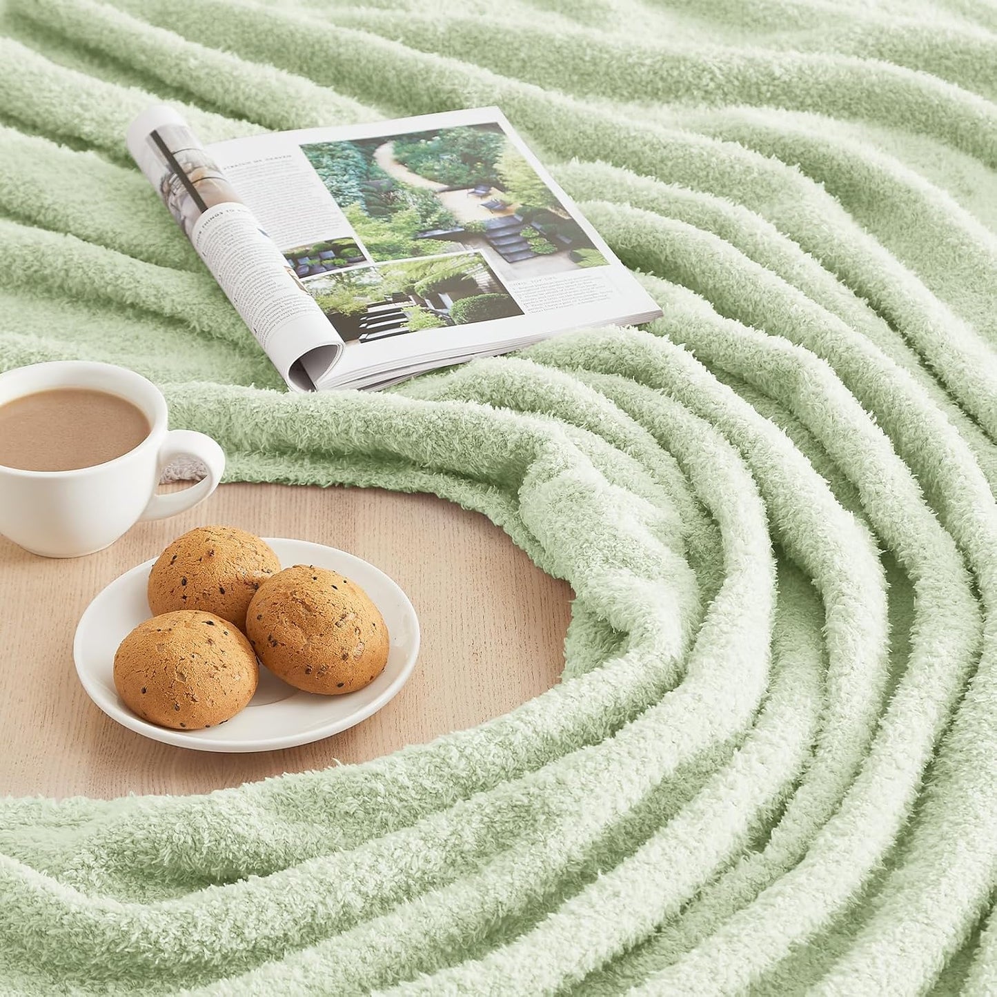 CYMULA Knit Throw Blanket for Mint Green - Super Soft Lightweight Plush Fuzzy Fluffy Cozy Blankets and Throws for Sofa Bed, 50 x 60 inches