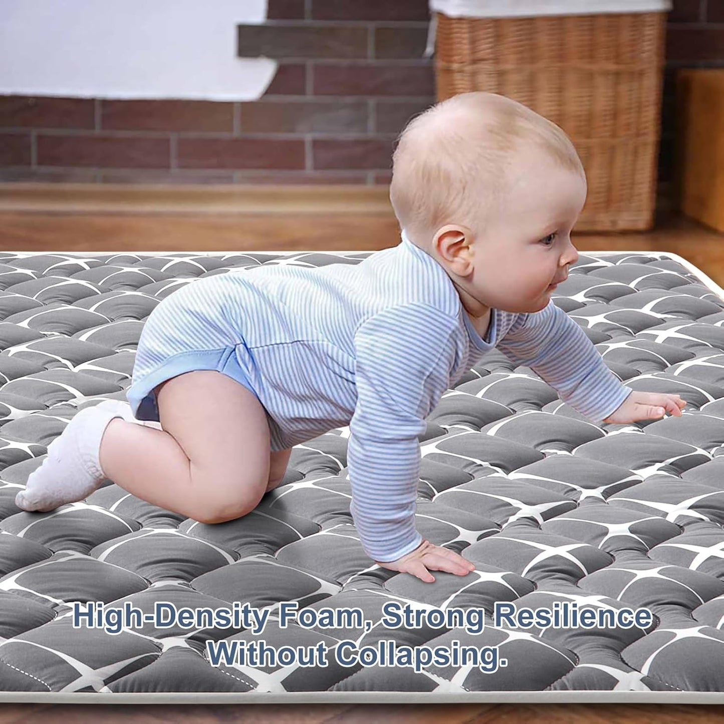 Vibe bear Baby Play Mat 65" X 50", Premium Thicker Foam One-Piece Crawling Mat, Extra Large Anti- Slip Crawling Mat Activity Playmats for Babies,Toddlers, Infants, Play & Tummy Time