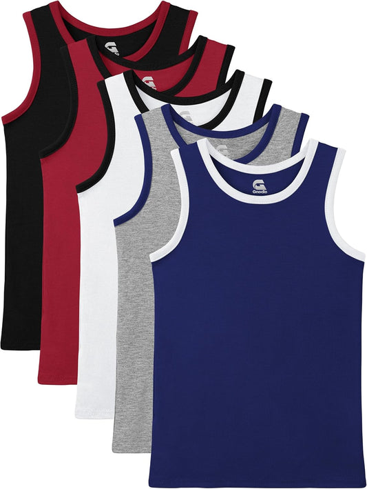 5 Pack Boys Tank Tops Boys Undershirts Kids Cotton Undershirts Tees Sleeveless Tank Tops Shirts for Kids Youth