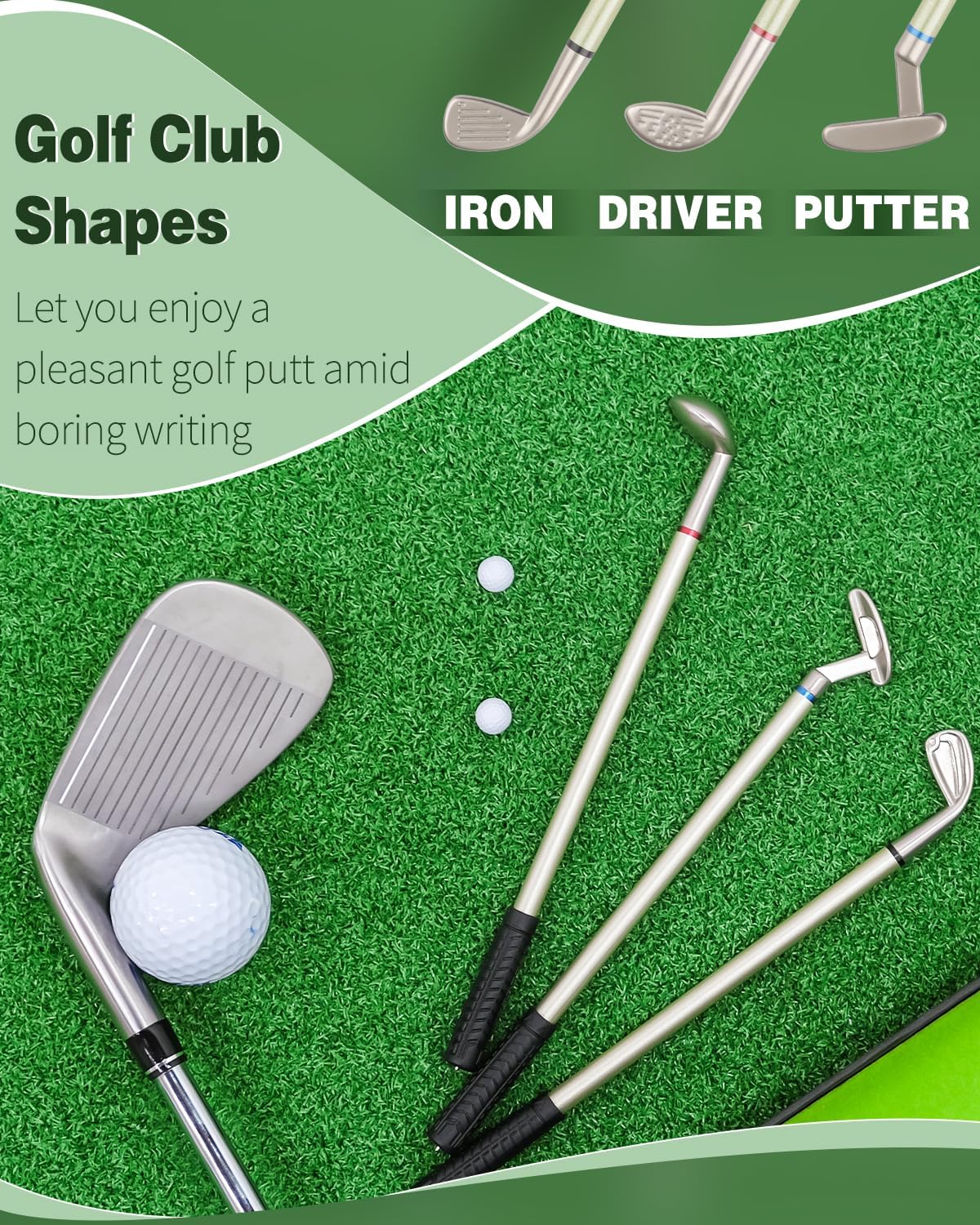 GreenHaven Mini Golf Pen Set, Mini Desktop Golf Gift Golf Ball Club Pen Unique Christmas Stocking Stuffers Funny Birthday Gift for Men Women Adults Golfers Dad Boss Coworker Boyfriend