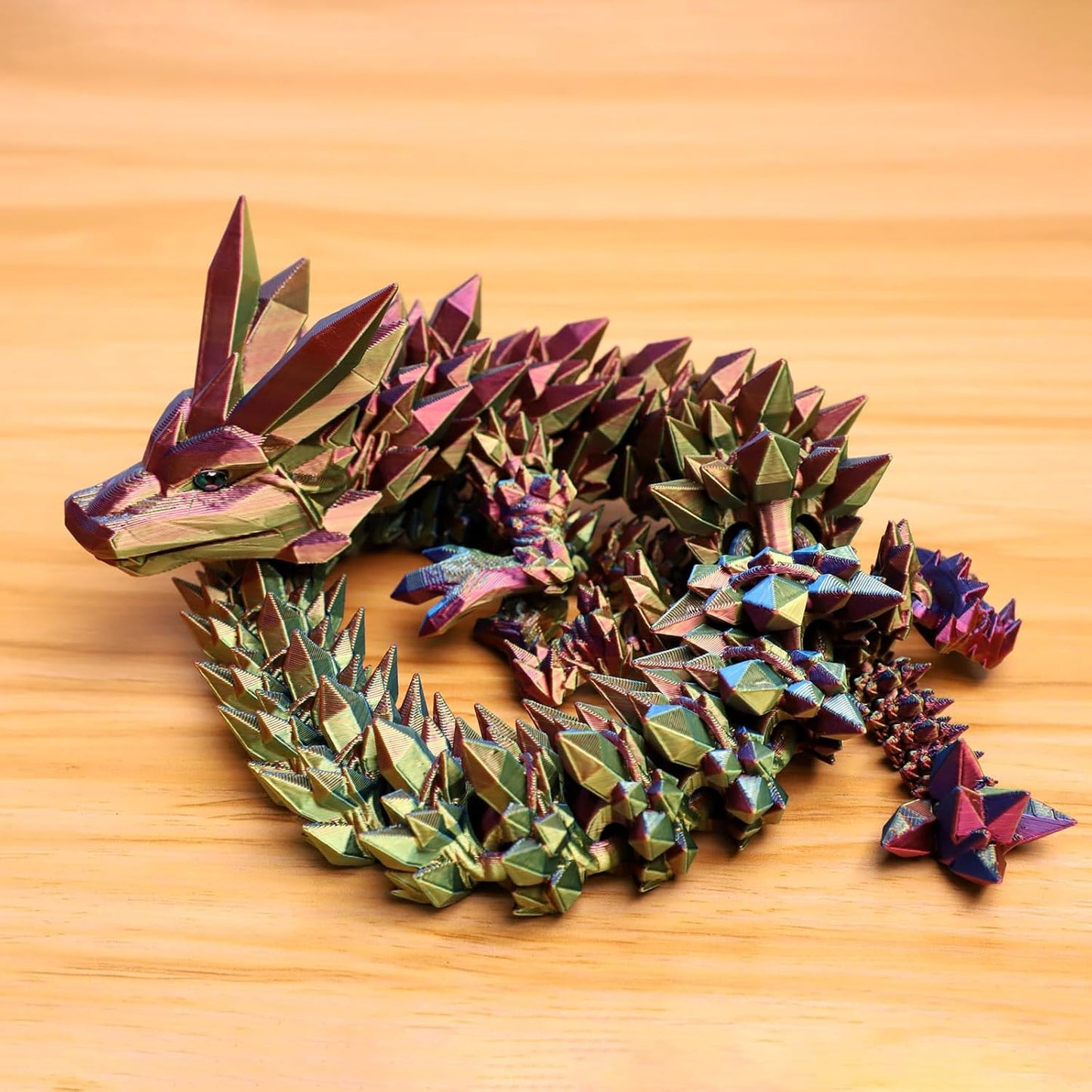 24" 3D Printed Dragon, Articulated Dragon, Crystal Dragon, Dragon Fidget Toy, Home Office Decor Executive Desk Toys ﻿(Blue)