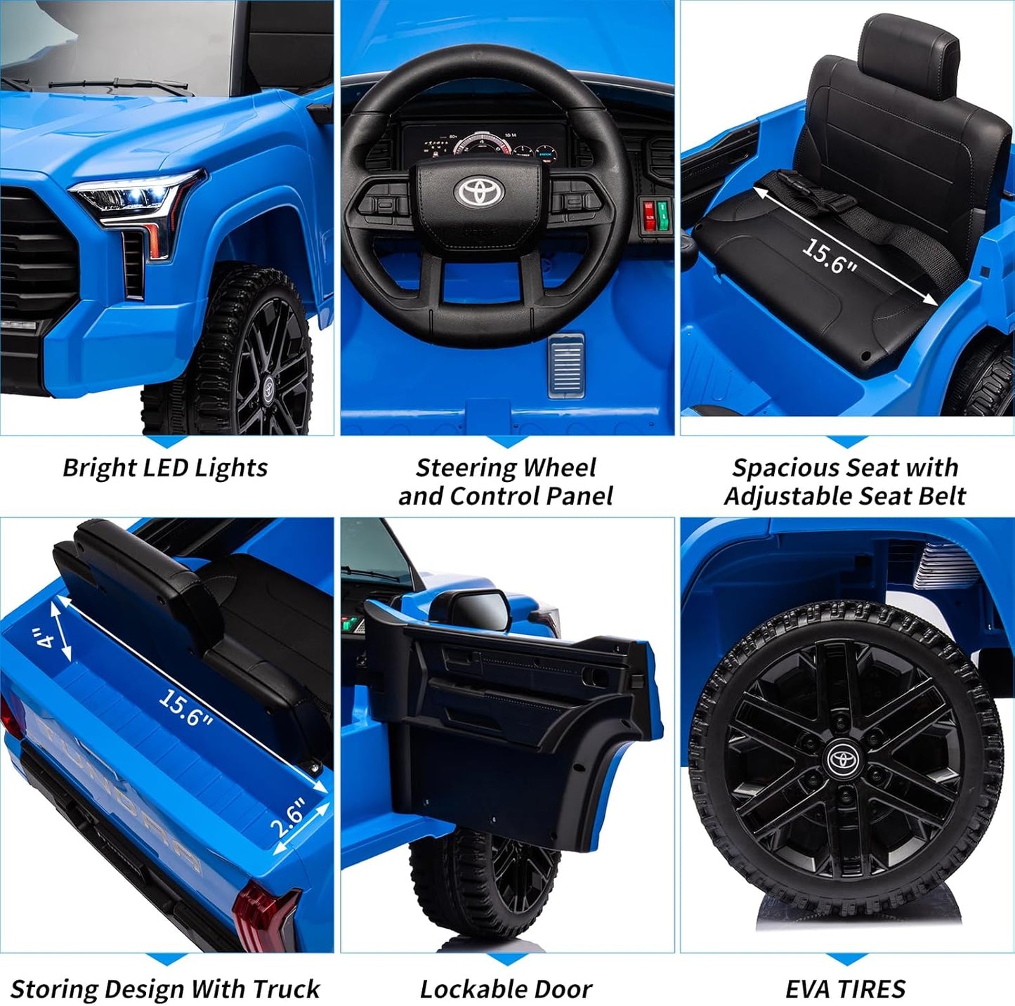 Electric Car for Kids, Licensed Toyota Tundra 12V Electric Truck, Off-Road Kids Pickup Car w/Remote, Spring Suspension & 3 Speeds, LED Headlights, Ride-On Toys for Boys/Girls