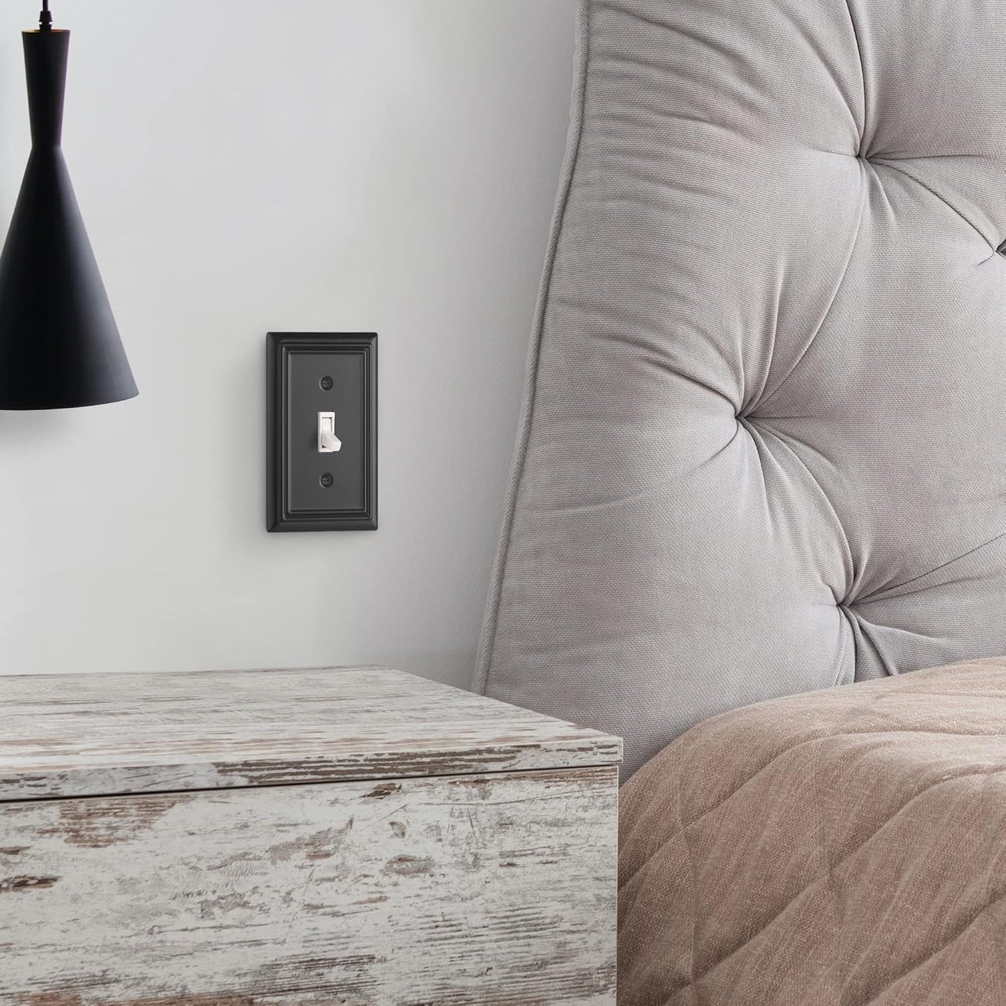 DEWENWILS 4-Pack Toggle Wall Plates, Metal Light Switch Cover with Black Finish, Heavy Duty Face Plates for Home Decor