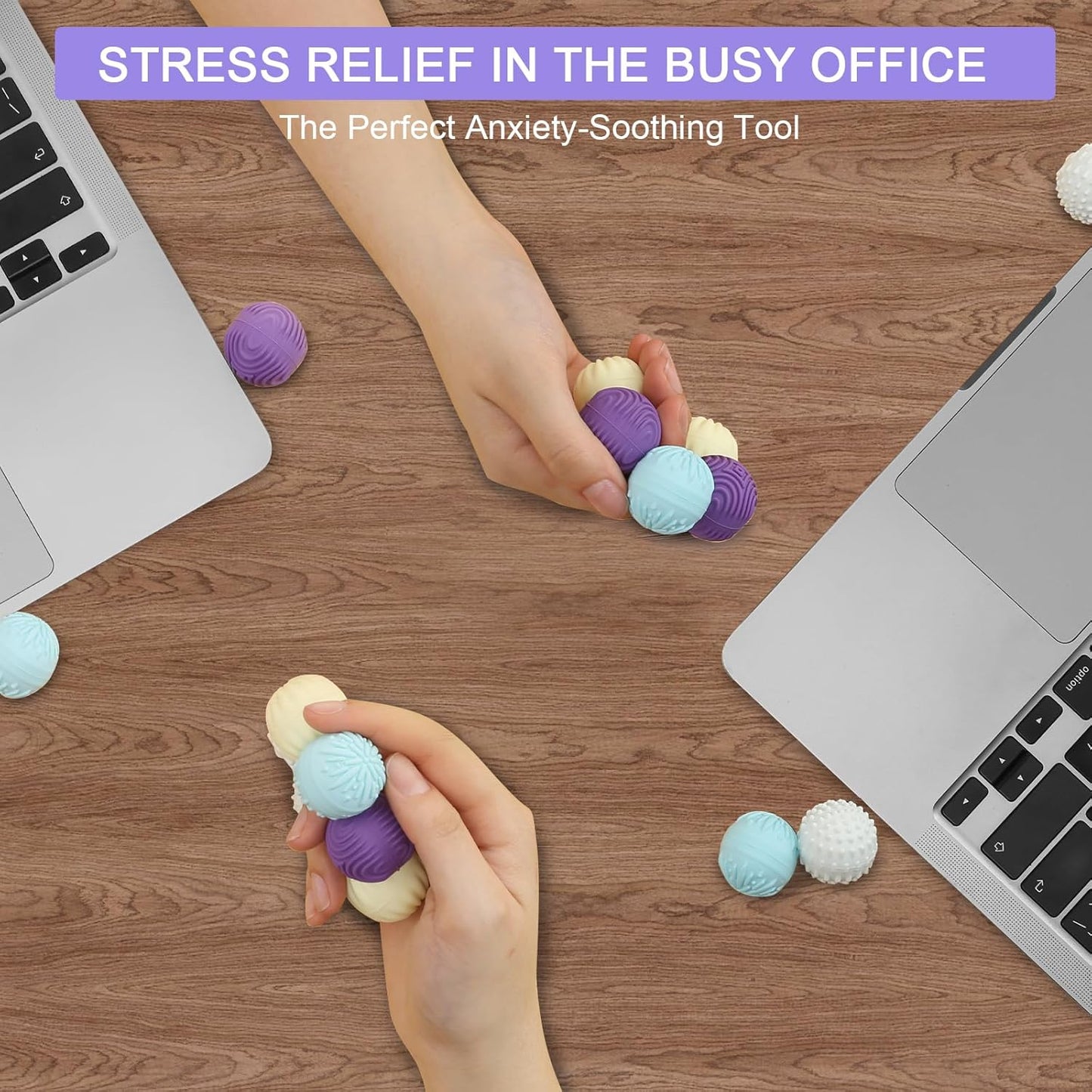 Magnetic Silicone Fidget Balls 8-Pack – Silent, Stress Relief Toys for Adults & Teens (14+) with 4 Textures, Focus & Anxiety Relief, Ideal for Desk & Travel – Soft, Tactile & Relaxing Fidget Toys