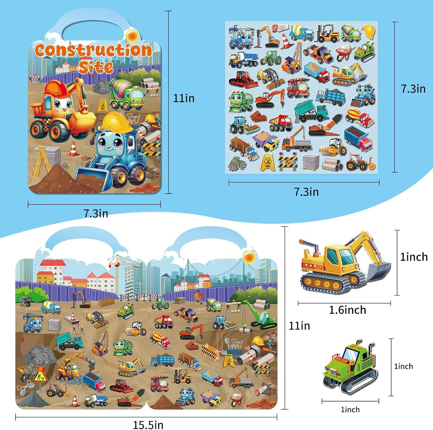 12 Set Reusable Sticker Books for Toddlers 2-4 1-3, Kids 3D Puffy Sticker Activity Books, Birthday Party Favors Goodie Bags Stuffer