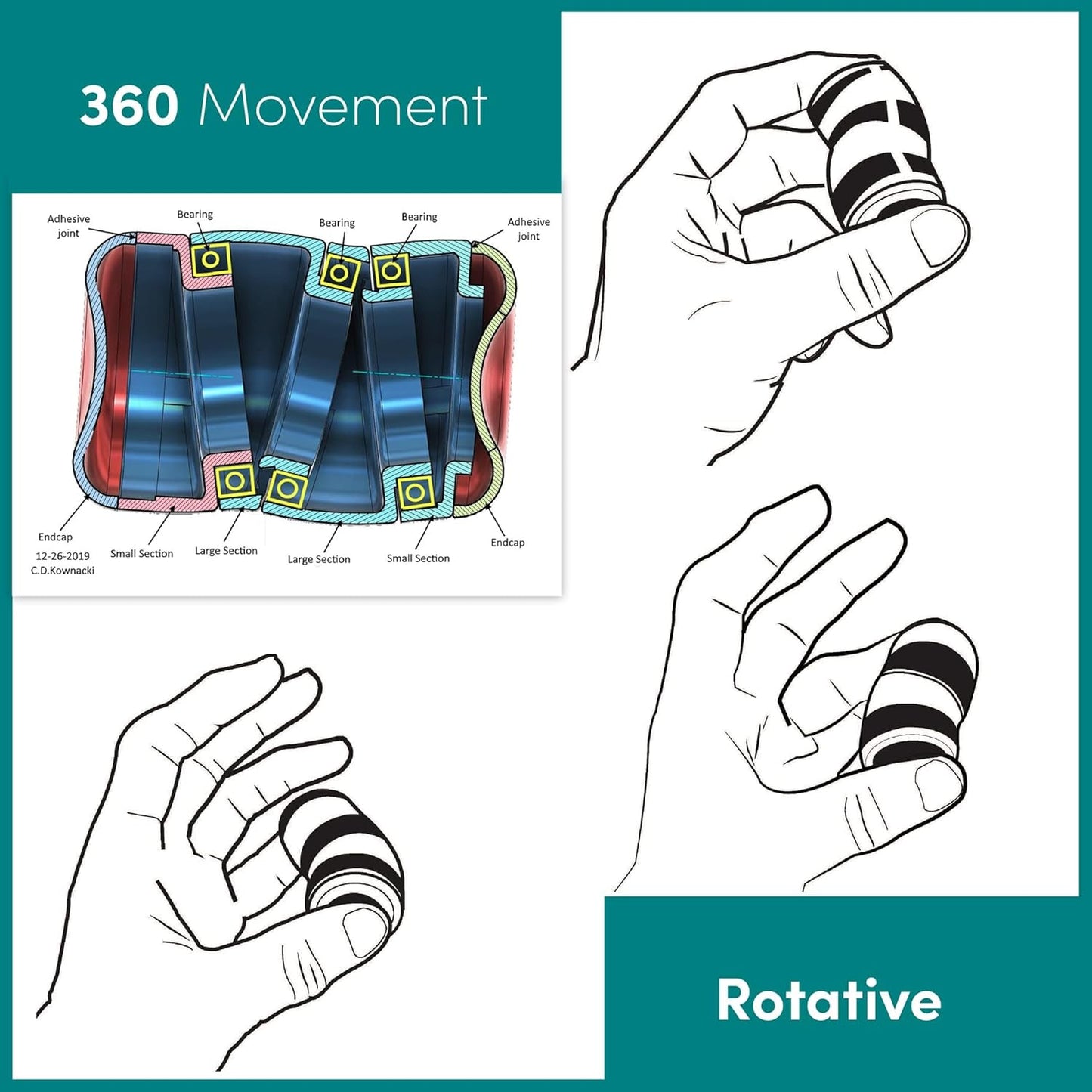 MOOV Mini Fidget Toy, Relieve Anxiety and Stress. Small, Discrete, one Hand use. Relaxing Smooth Movement. Pocket Friendly. Improve Clarity and Focus for Child or Adult. Autism Sensory aid.
