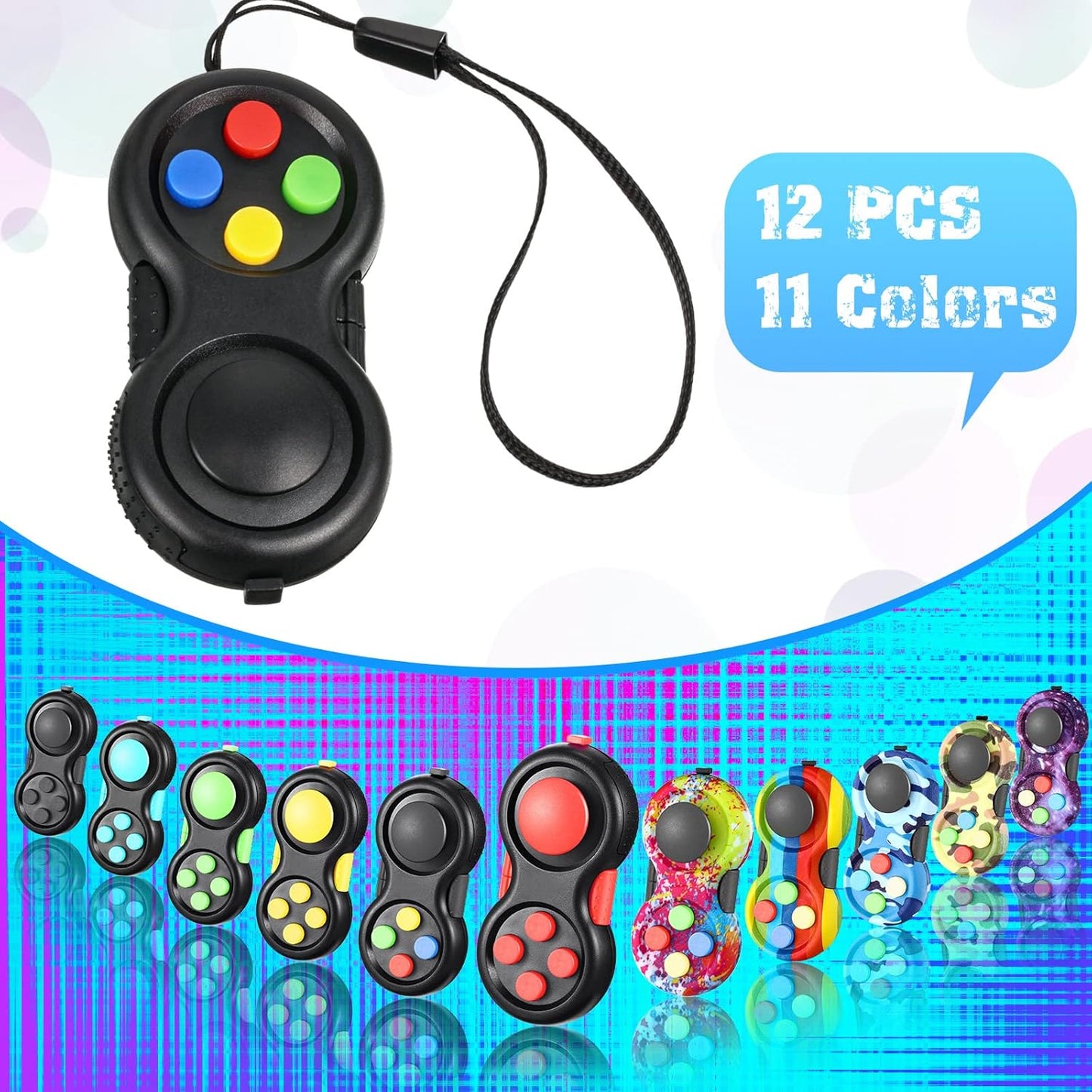 12 Pcs Pad Toys Game Controller Toys Retro Classic Handheld Fun Pad Packs Classic Sensory Toys for Kids Adult Anxiety and Stress Relief(Mixed Style)