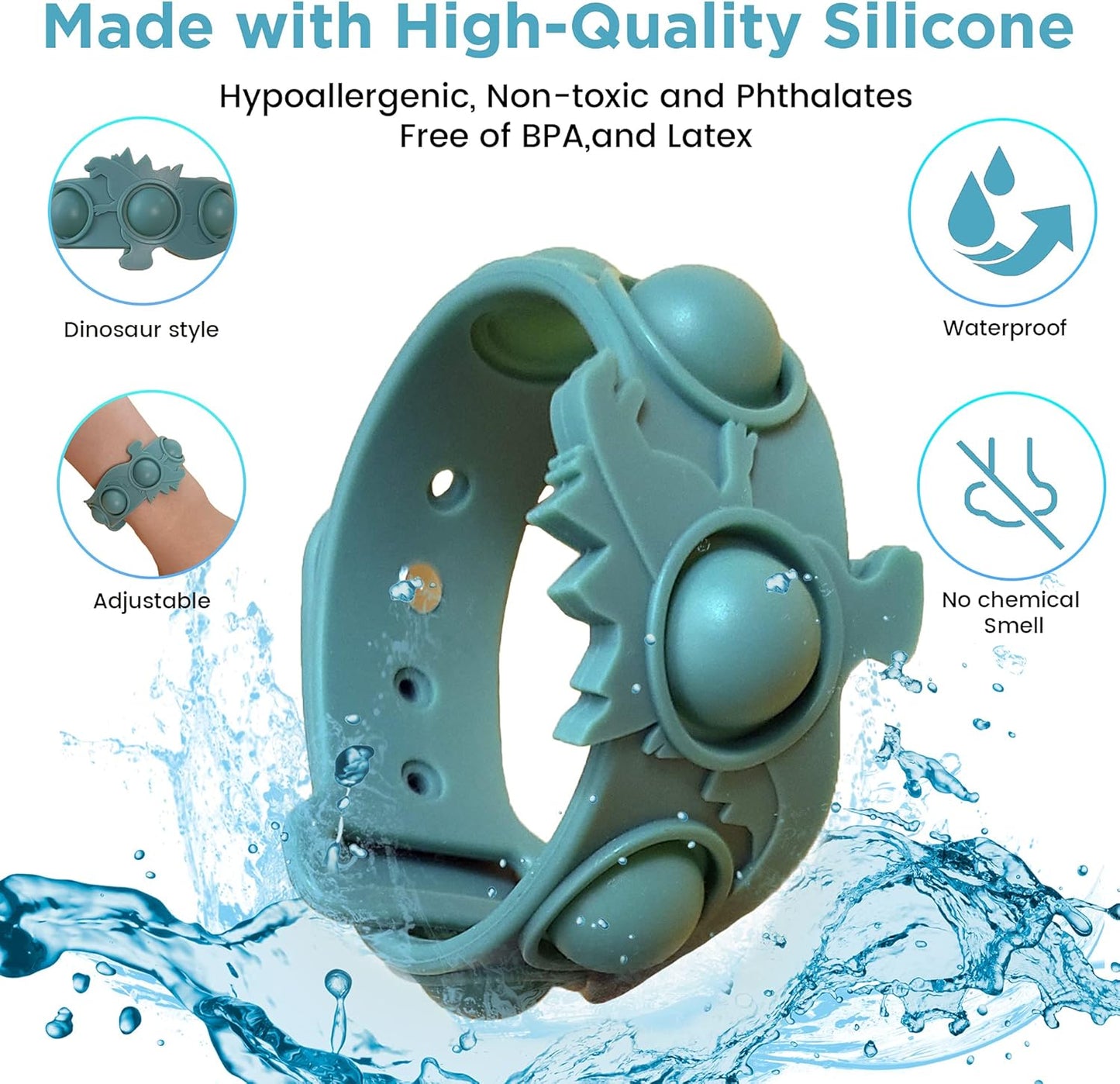 fidgets for Classroom, 2pcs Quiet Silent pop Wristband Watch, Autism Sensory Products, Stress Toys, Silent ADHD Toys for Adults Kids Toddlers