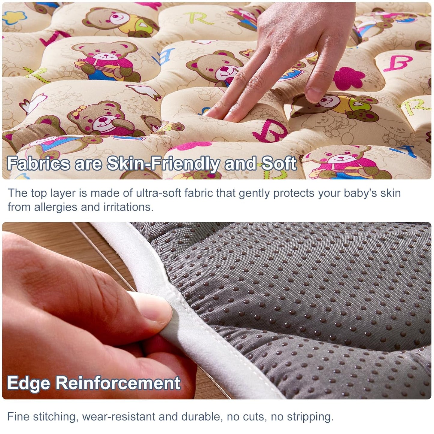 Vibe bear Baby Play Mat 65" X 50", Premium Thicker Foam One-Piece Crawling Mat, Extra Large Anti- Slip Crawling Mat Activity Playmats for Babies,Toddlers, Infants, Play & Tummy Time