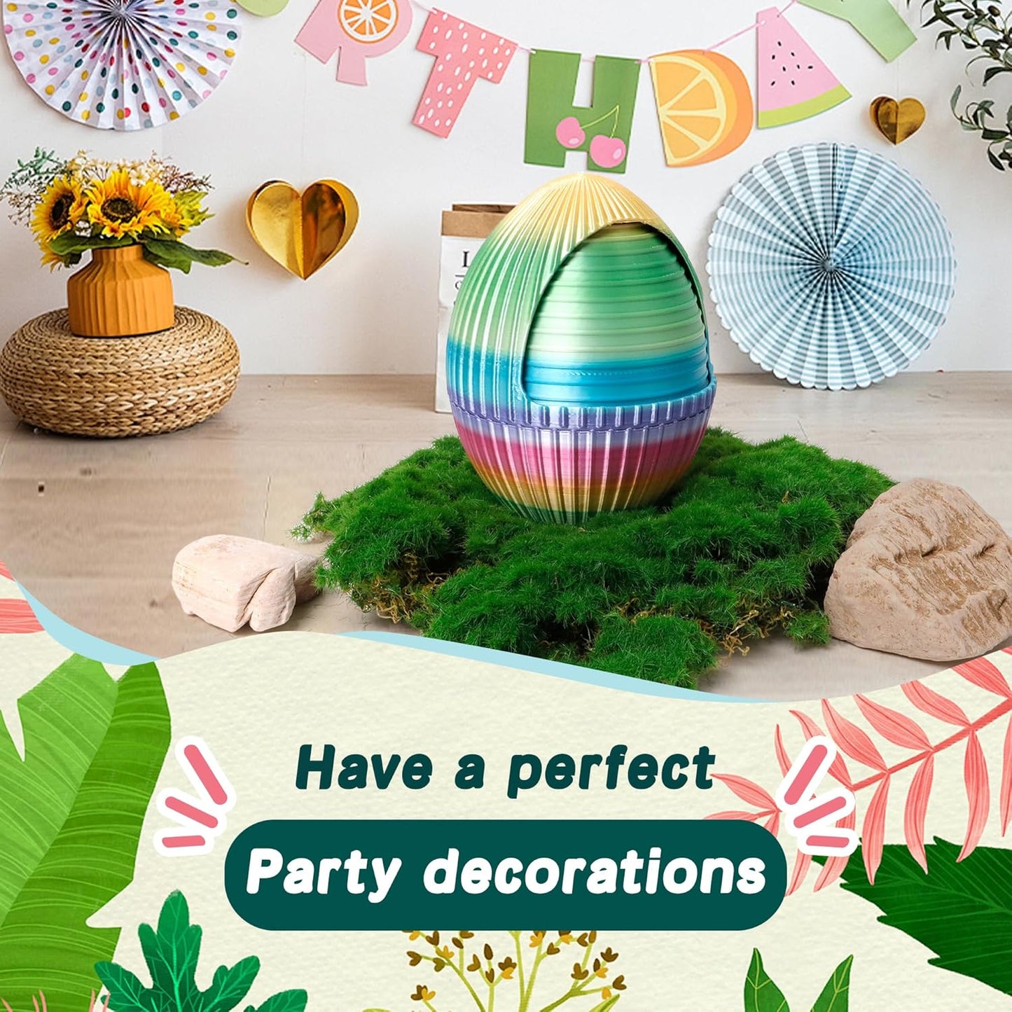 3D Printed Snake with Egg - Gear Egg with Snake Inside, 24inch Flexible Snake, Cute Rotary Egg, 3D Printed Gift Toys, Figure Decoration, ADHD(Multicolored Rainbow)