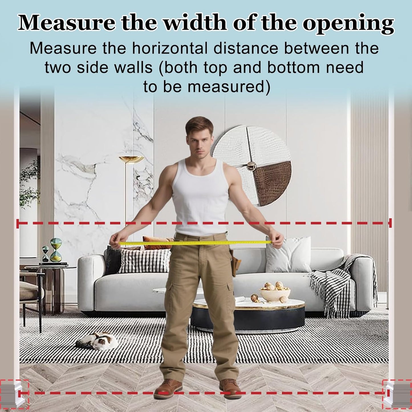 WAOWAO Triple Lock Baby Gate Extra Wide 81.49-86.22" Pressure Mounted Walk Through Swing Auto Close Safety Black Metal Dog Pet Puppy for Stairs,Doorways